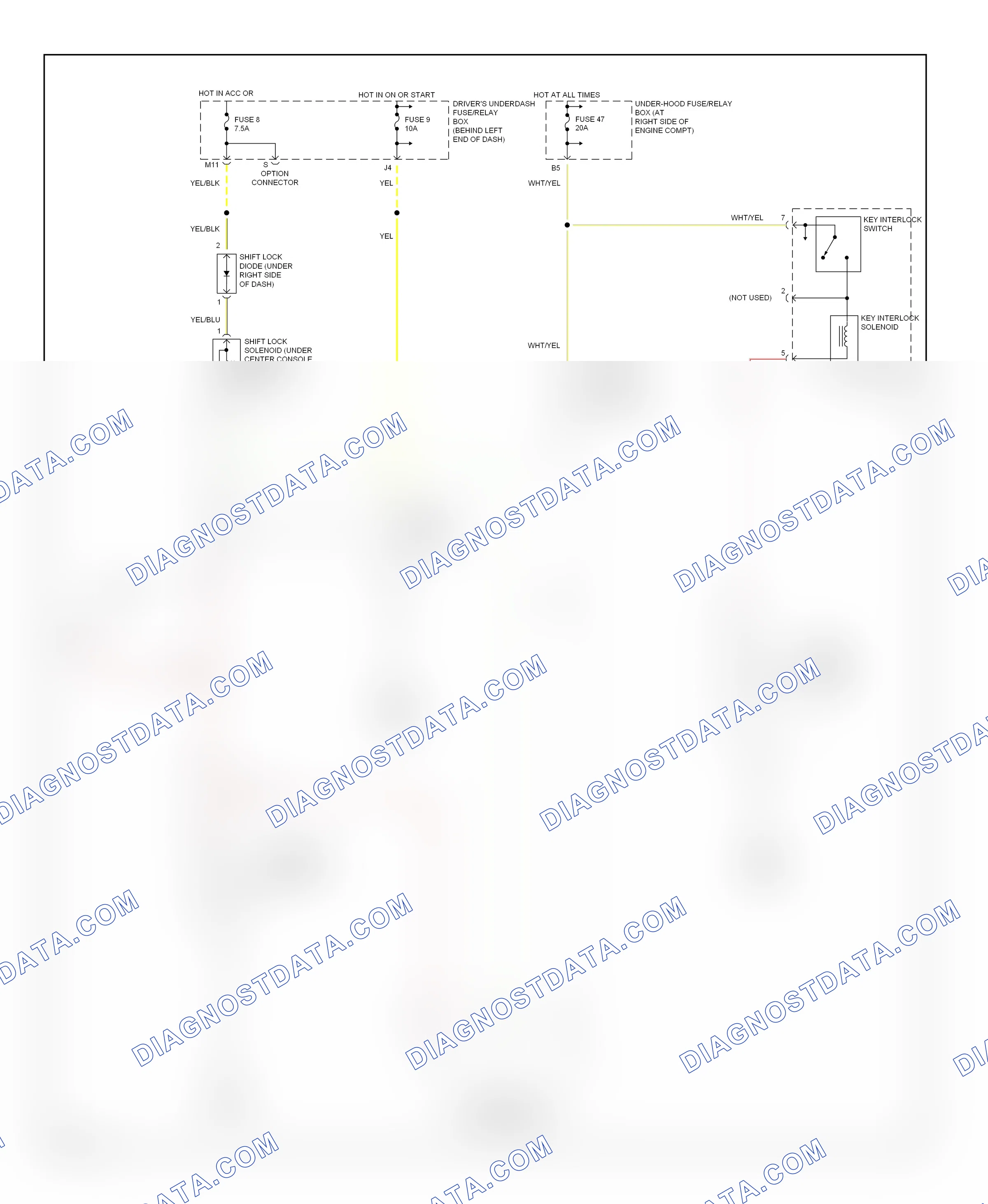 Shift interlock — Shift interlock circuit — Shift interlock circuit. Acura MDX I (2000-2006)