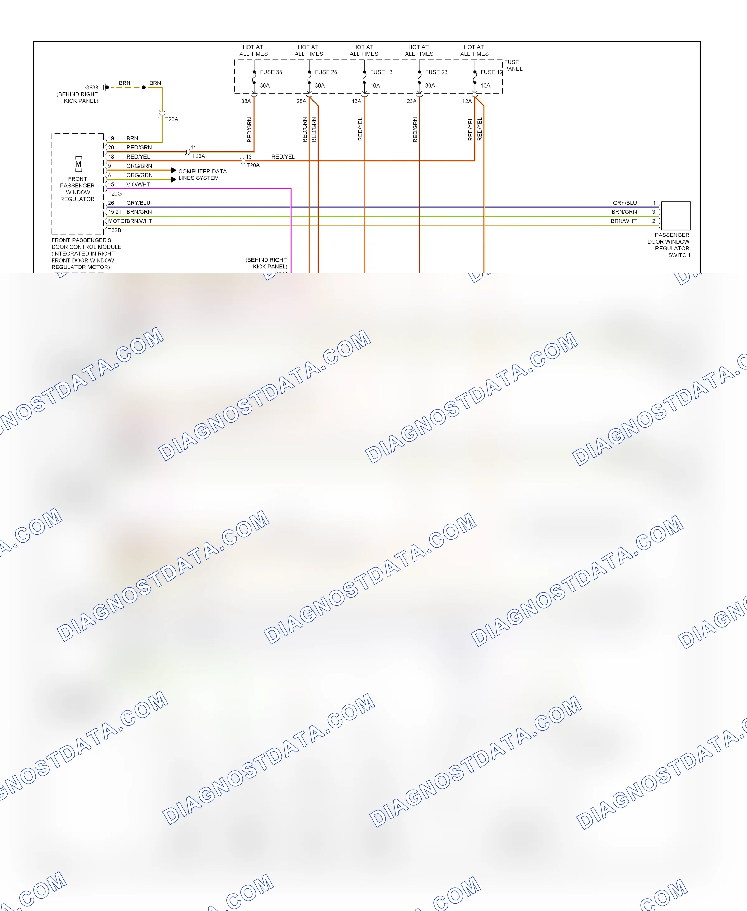 Power windows — Power windows circuit — Power windows circuit. Audi A3 8P facelift 2 (2008-2013)