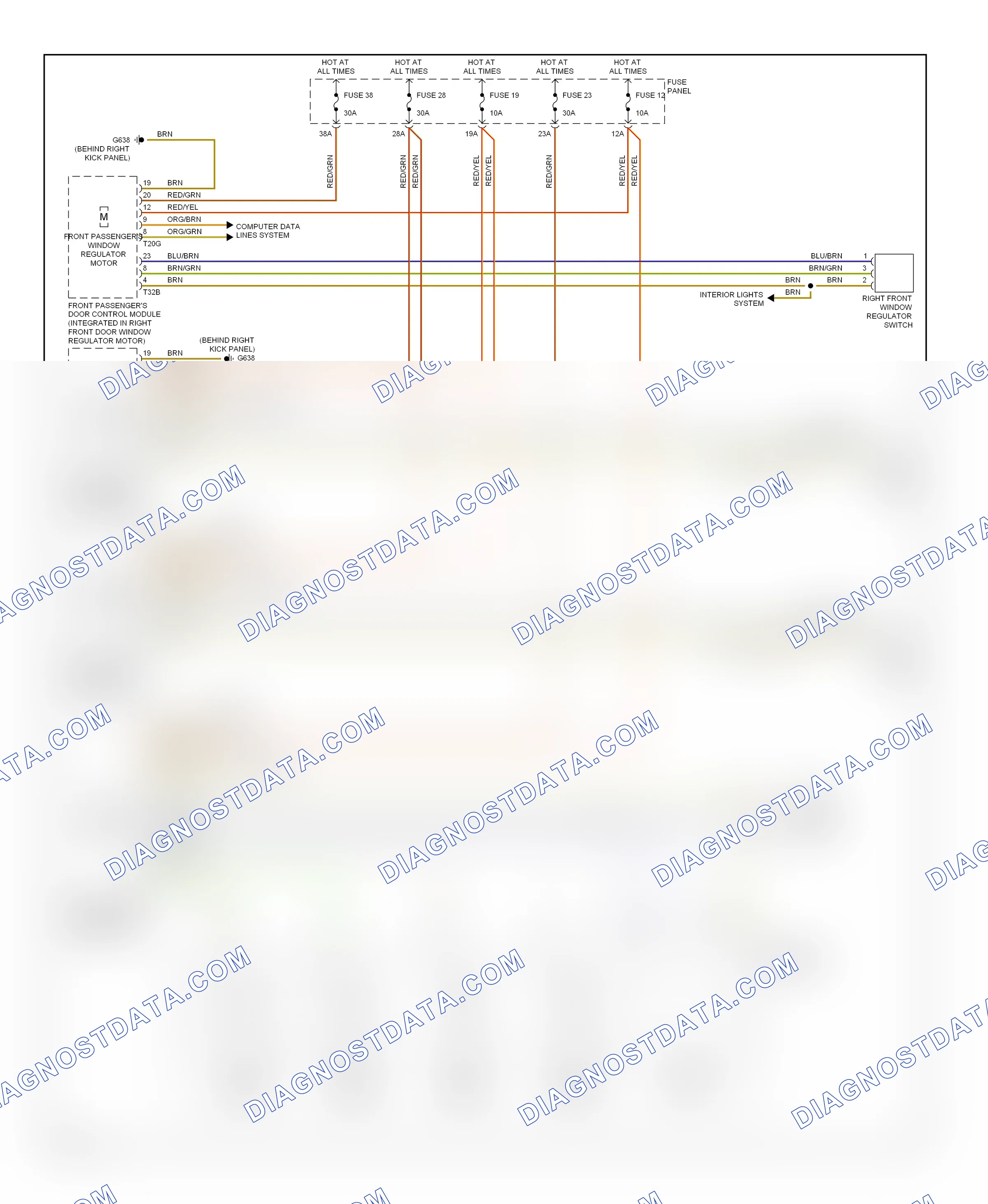 Power windows — Power windows circuit — Power windows circuit. Audi A3 8P facelift (2004-2008)