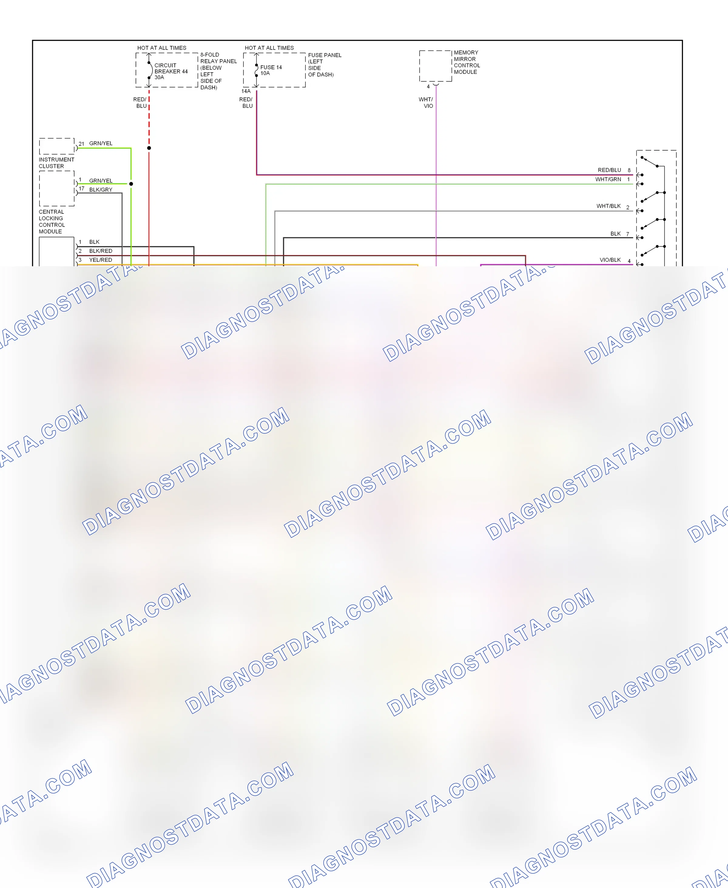 Memory systems — Memory seat circuit — Memory seat circuit. Audi A6 C5 (1997-2001)