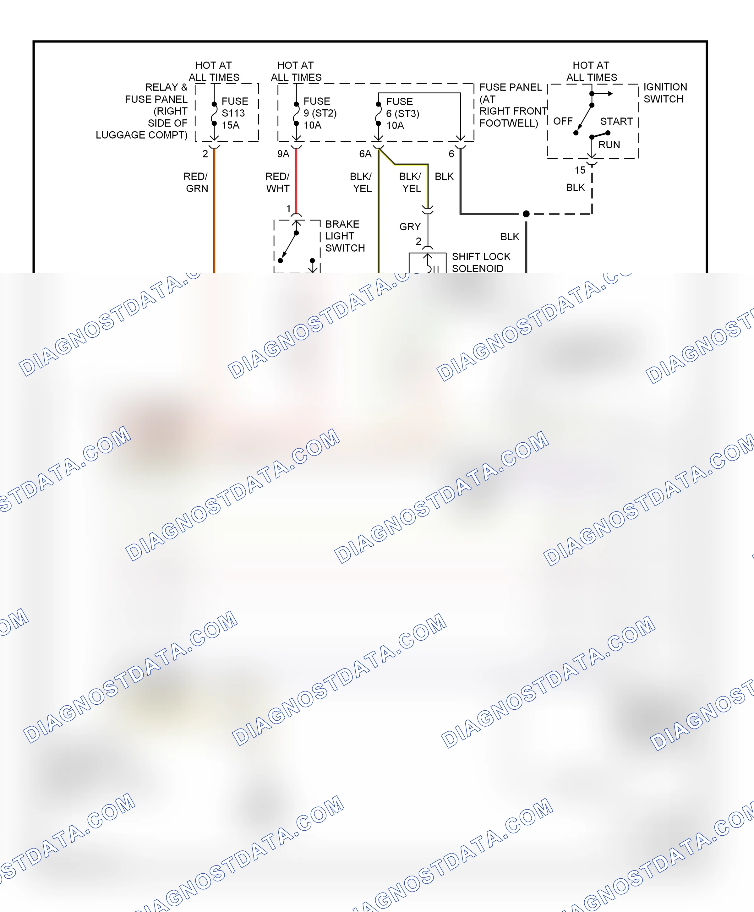 Shift interlock — Shift interlock circuit — Shift interlock circuit. Audi A8 D2 (1994-1999)