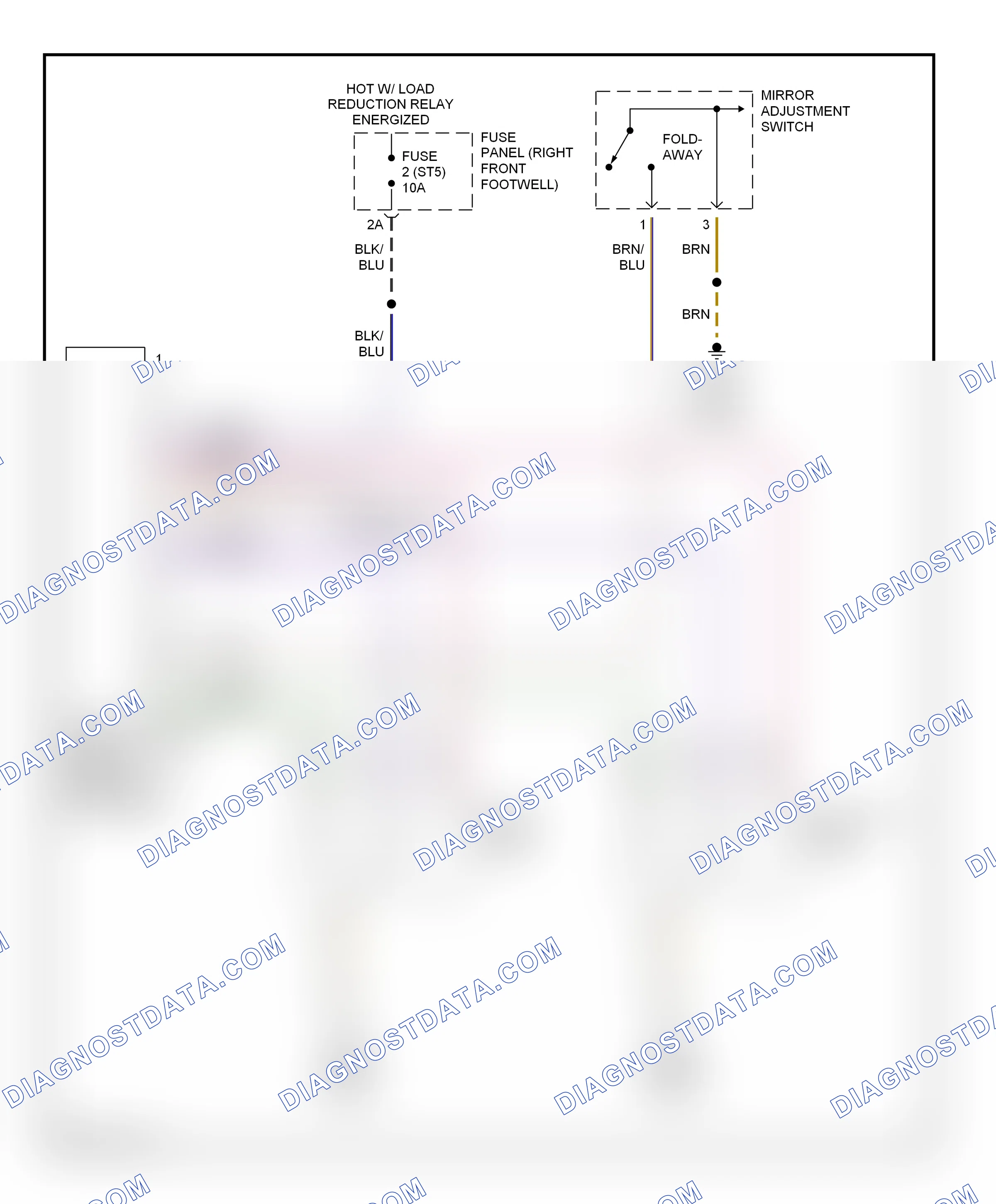 Power mirrors — Fold-back mirrors circuit — Fold-back mirrors circuit. Audi A8 D3 (2002-2005)
