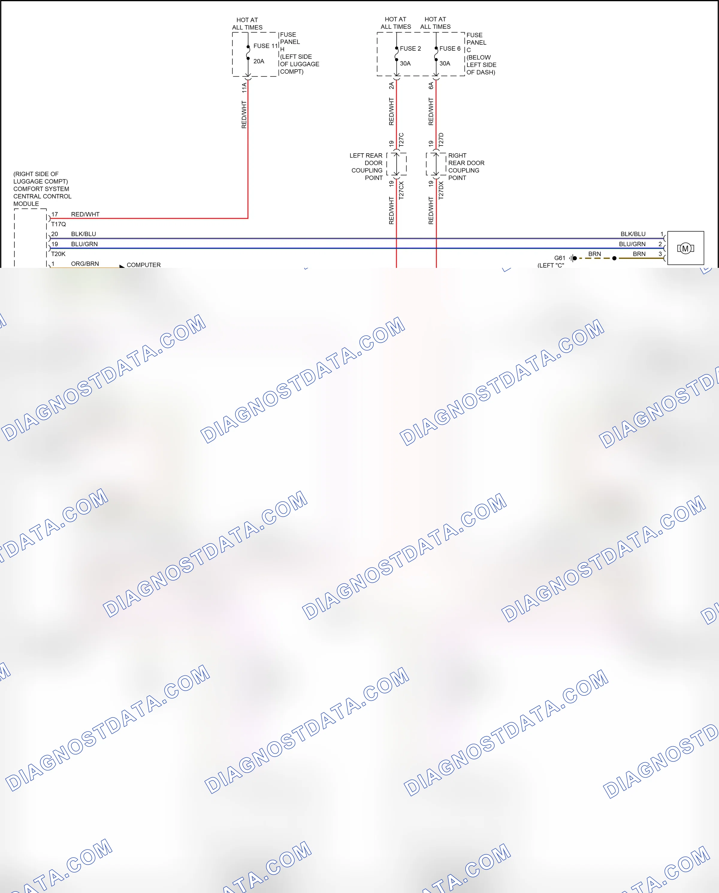Power windows — Rear window sun shade circuit — Rear window sun shade circuit. Audi A8 D5 (2017-2022)