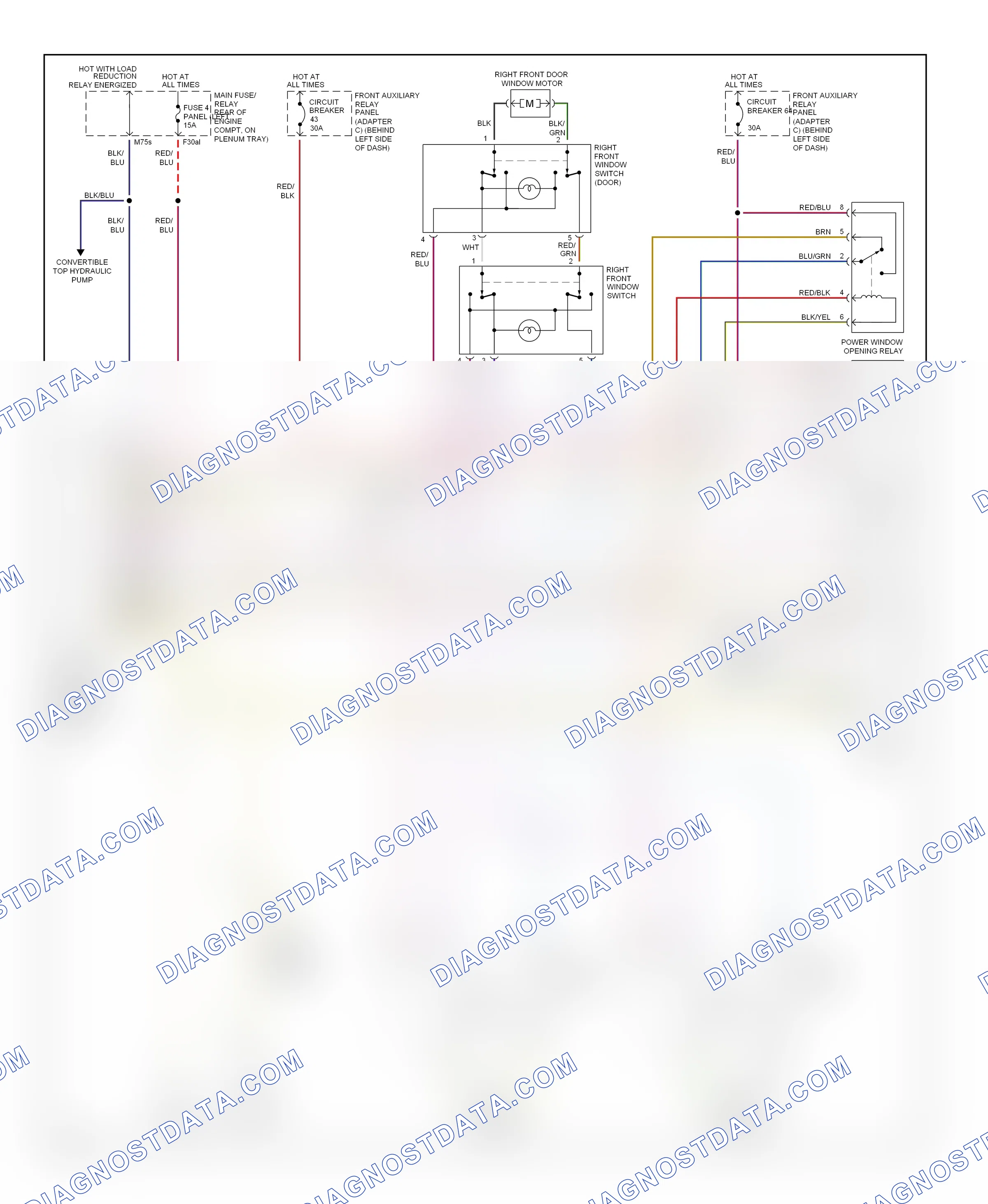 Power windows — Power windows circuit — Power windows circuit. Audi Cabriolet I (1991-2000)