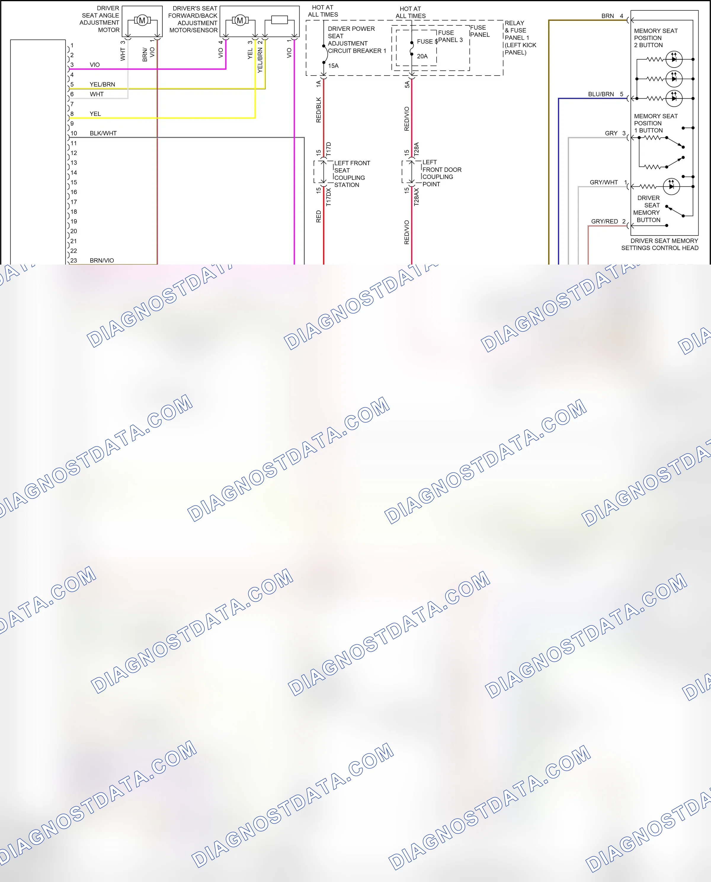 Memory systems — Driver"s memory seat circuit — Driver"s memory seat circuit. Audi S5 II (2016-2019)