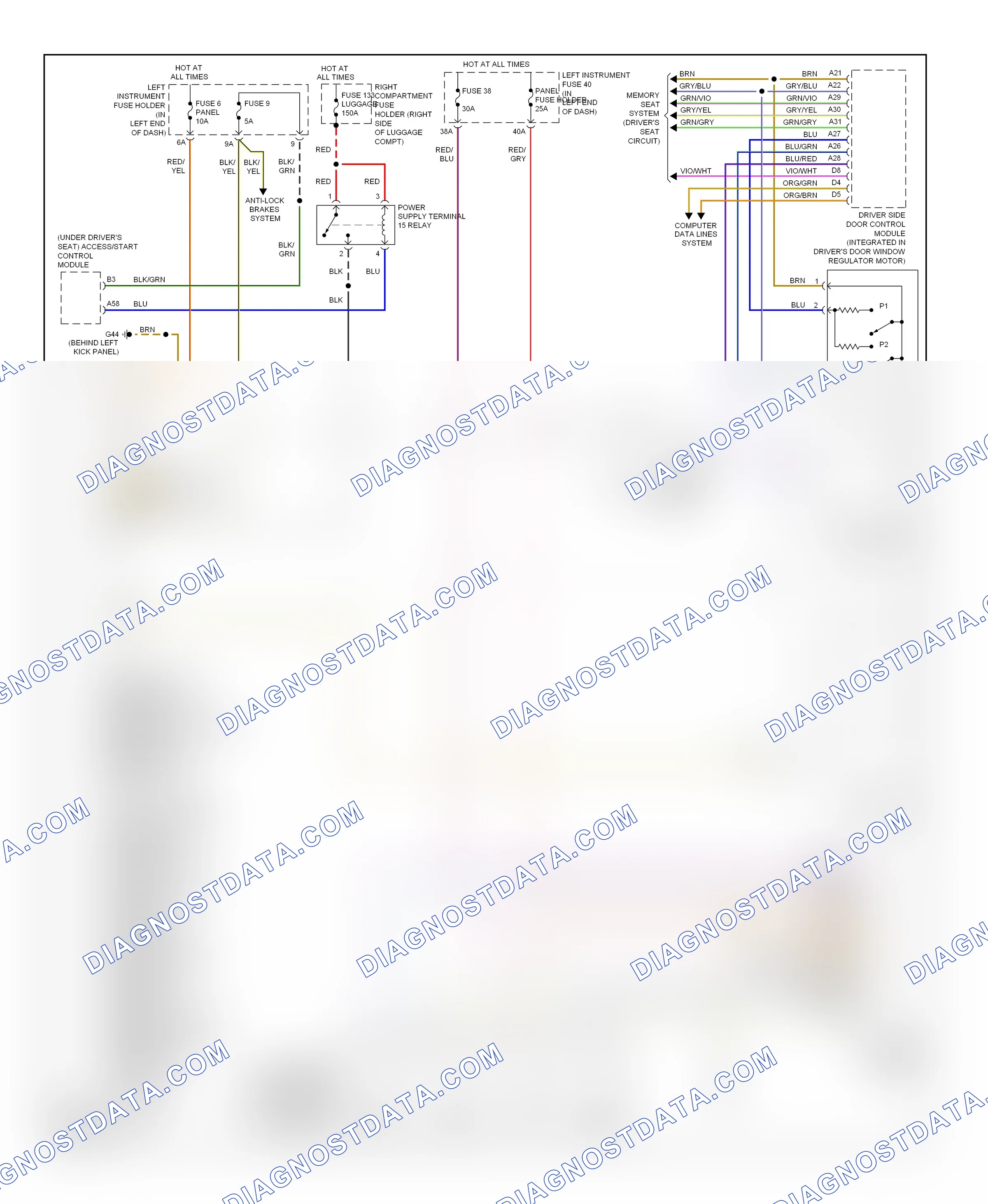 Memory systems — Steering column memory circuit — Steering column memory circuit. Audi S8 D3 facelift (2007-2011)