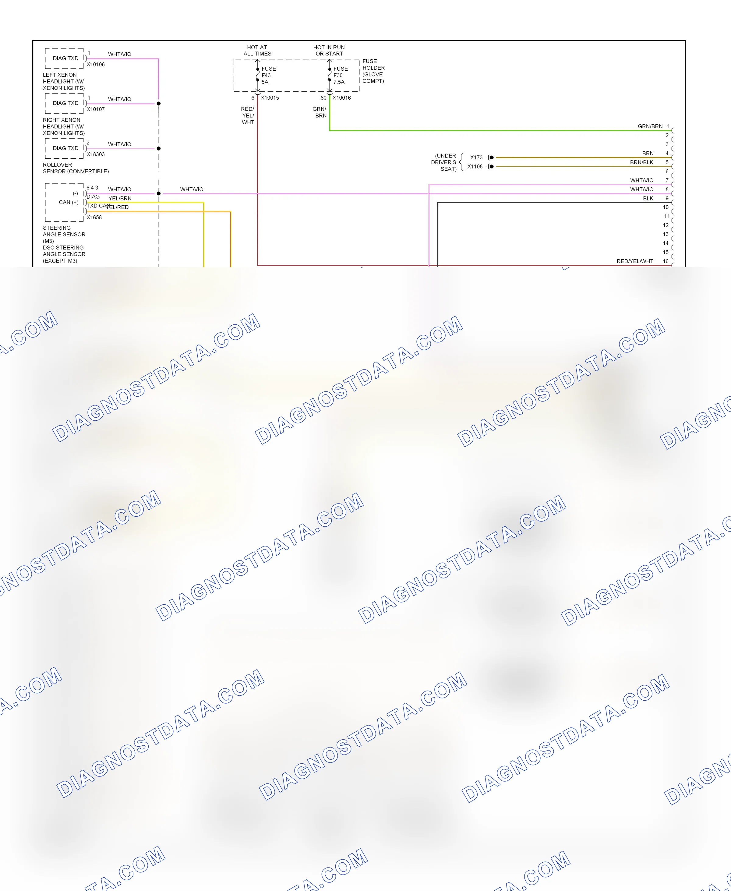 Computer data lines — Computer data lines circuit — Computer data lines circuit (1 of 2). BMW 3 series E46 (1998-2003)