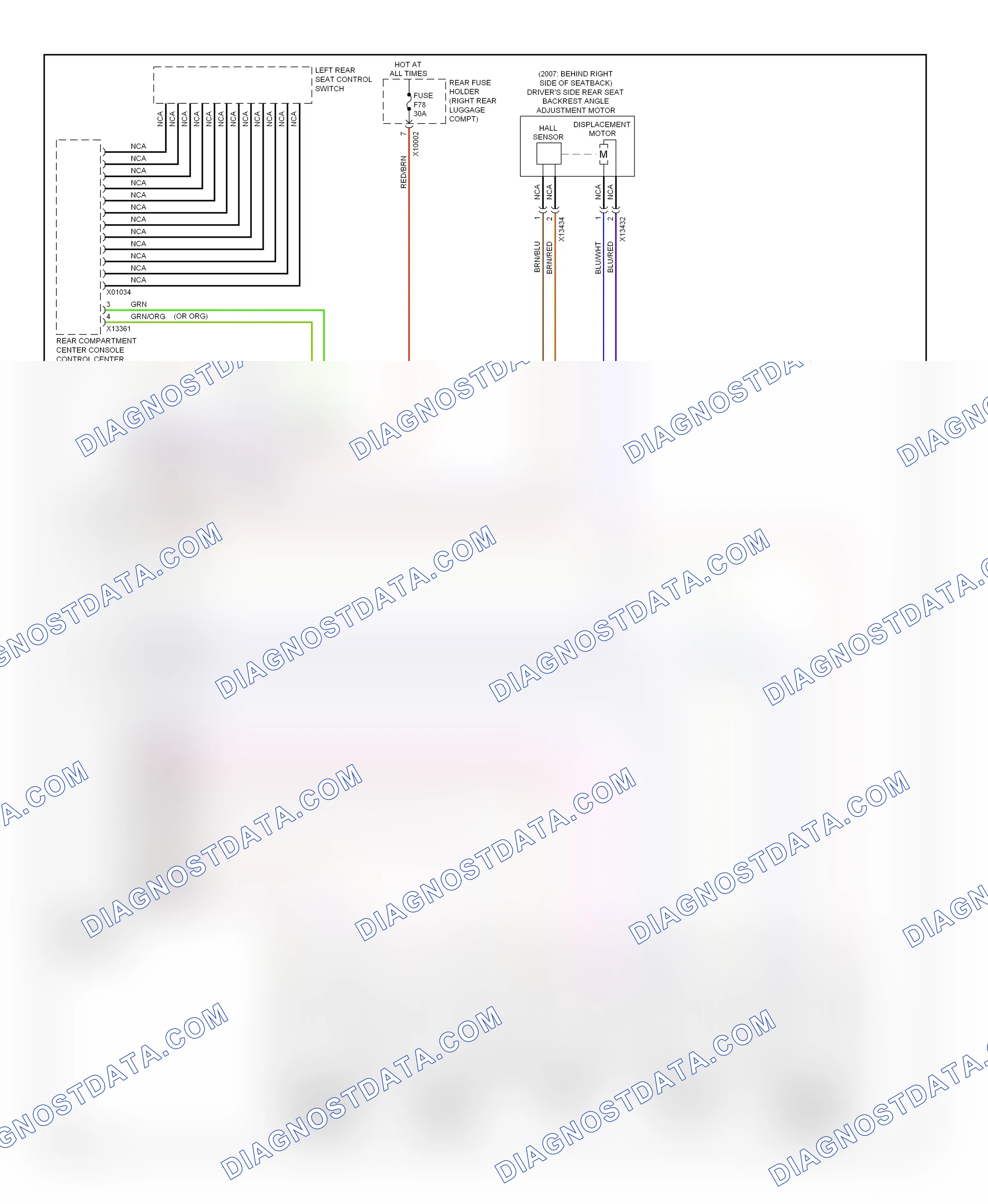 Memory systems — Left memory rear seat circuit — Left memory rear seat circuit. BMW 7 series E65/E66 facelift (2005-2008)
