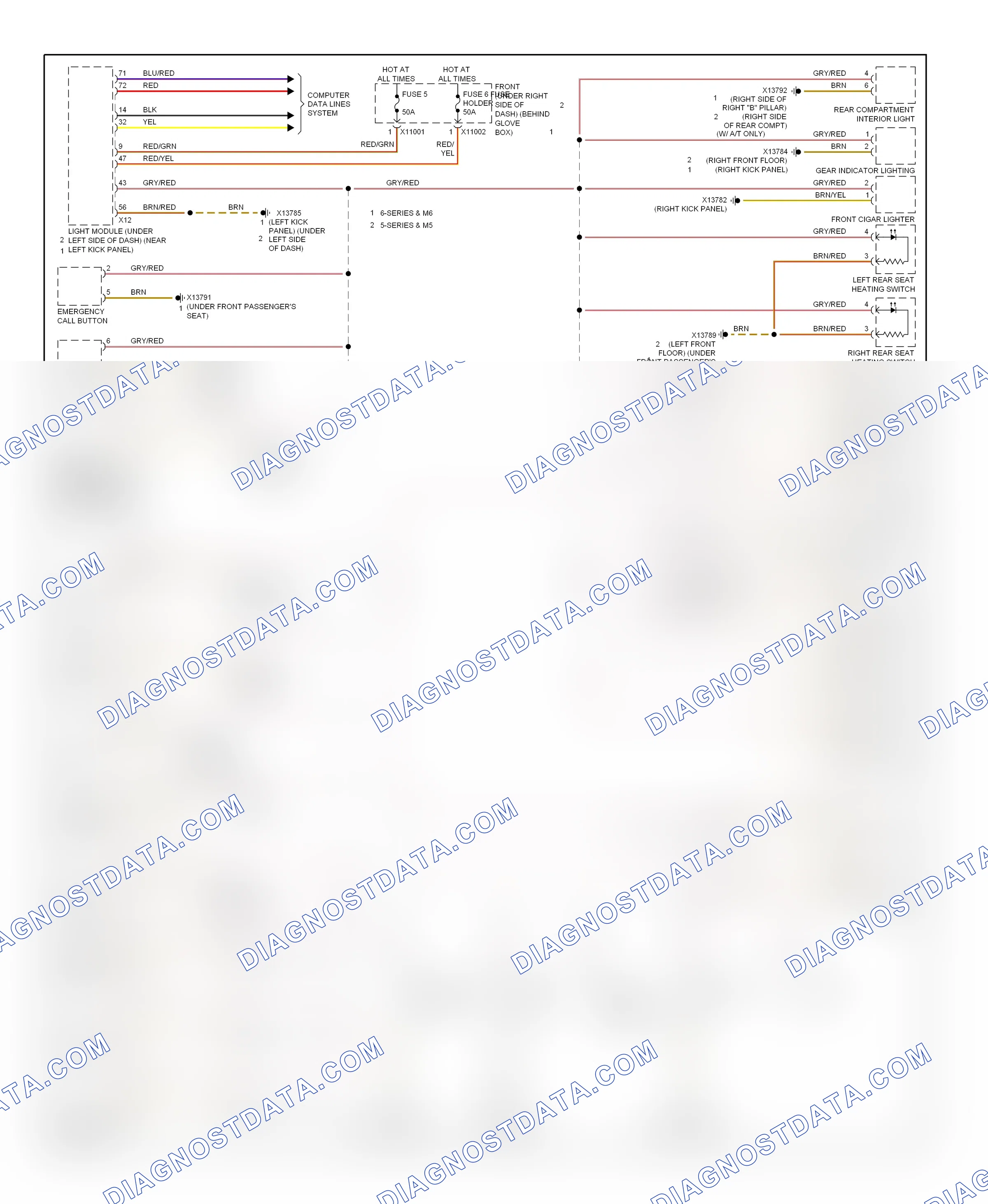 Interior lights — Instrument illumination circuit — Instrument illumination circuit. BMW M5 E60/E61 (2004-2010)