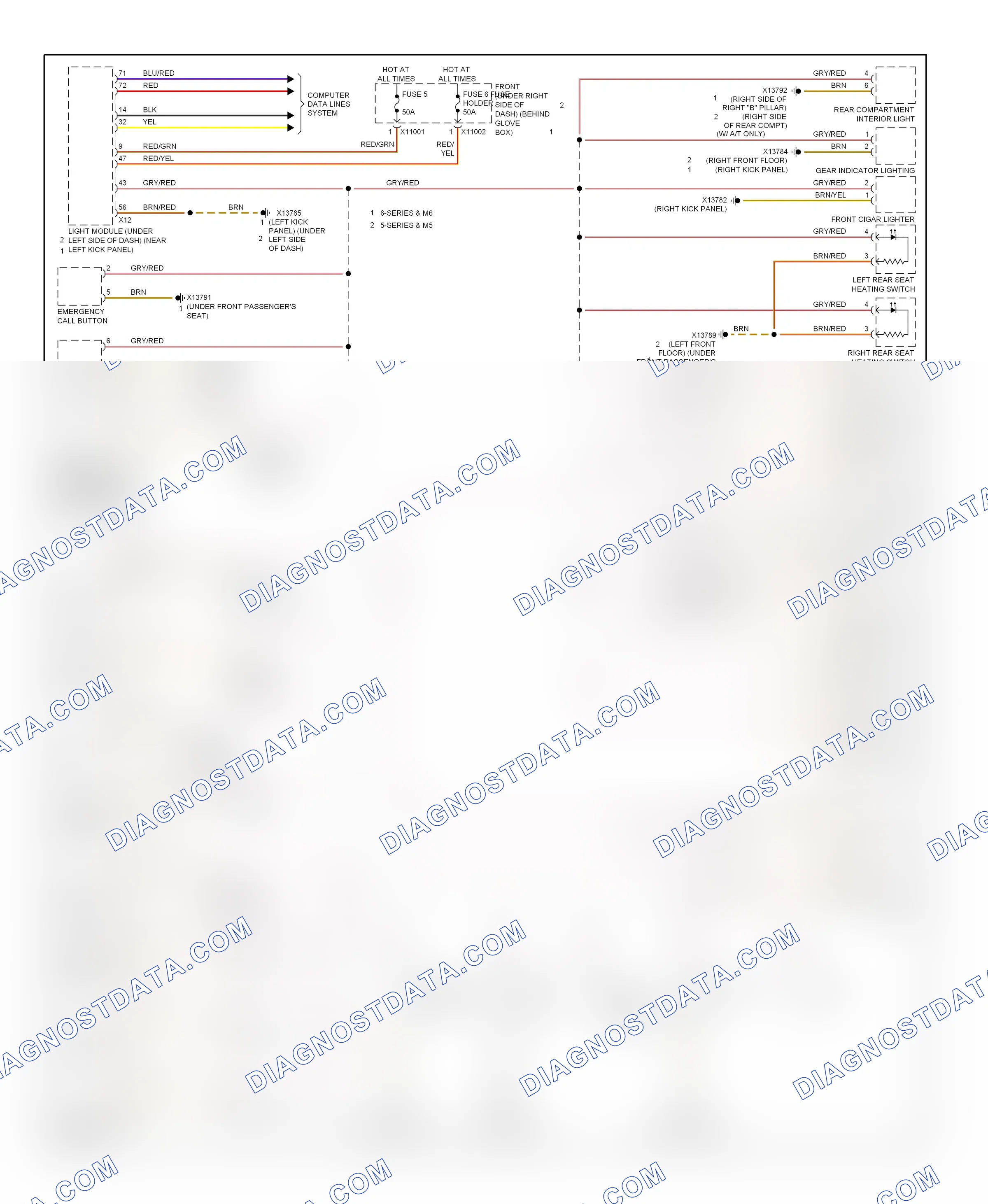Interior lights — Instrument illumination circuit — Instrument illumination circuit. BMW M6 E63/E64 (2005-2010)