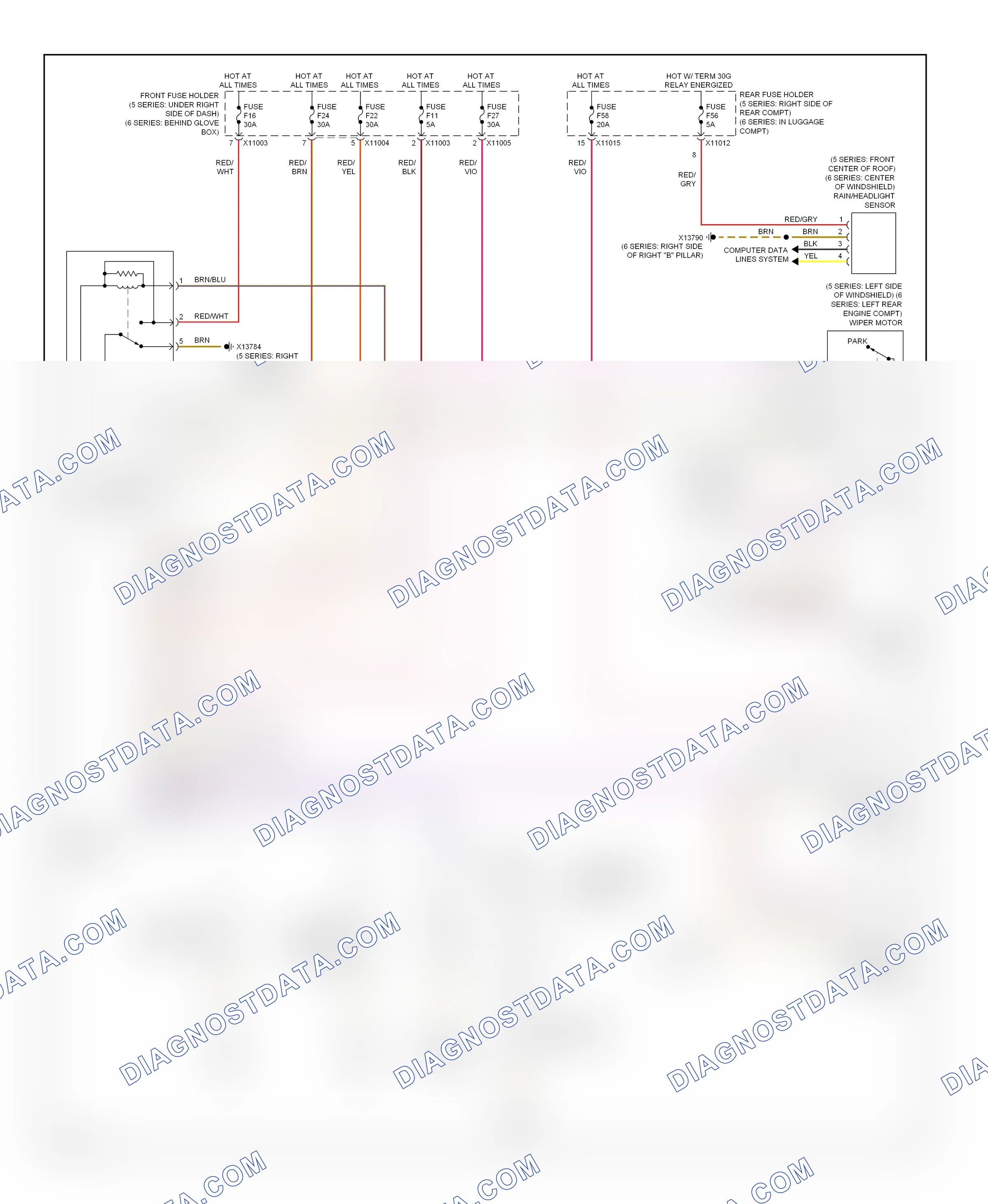 Wiper/washer — Wiper/washer circuit — Wiper/washer circuit. BMW M6 E63/E64 (2005-2010)