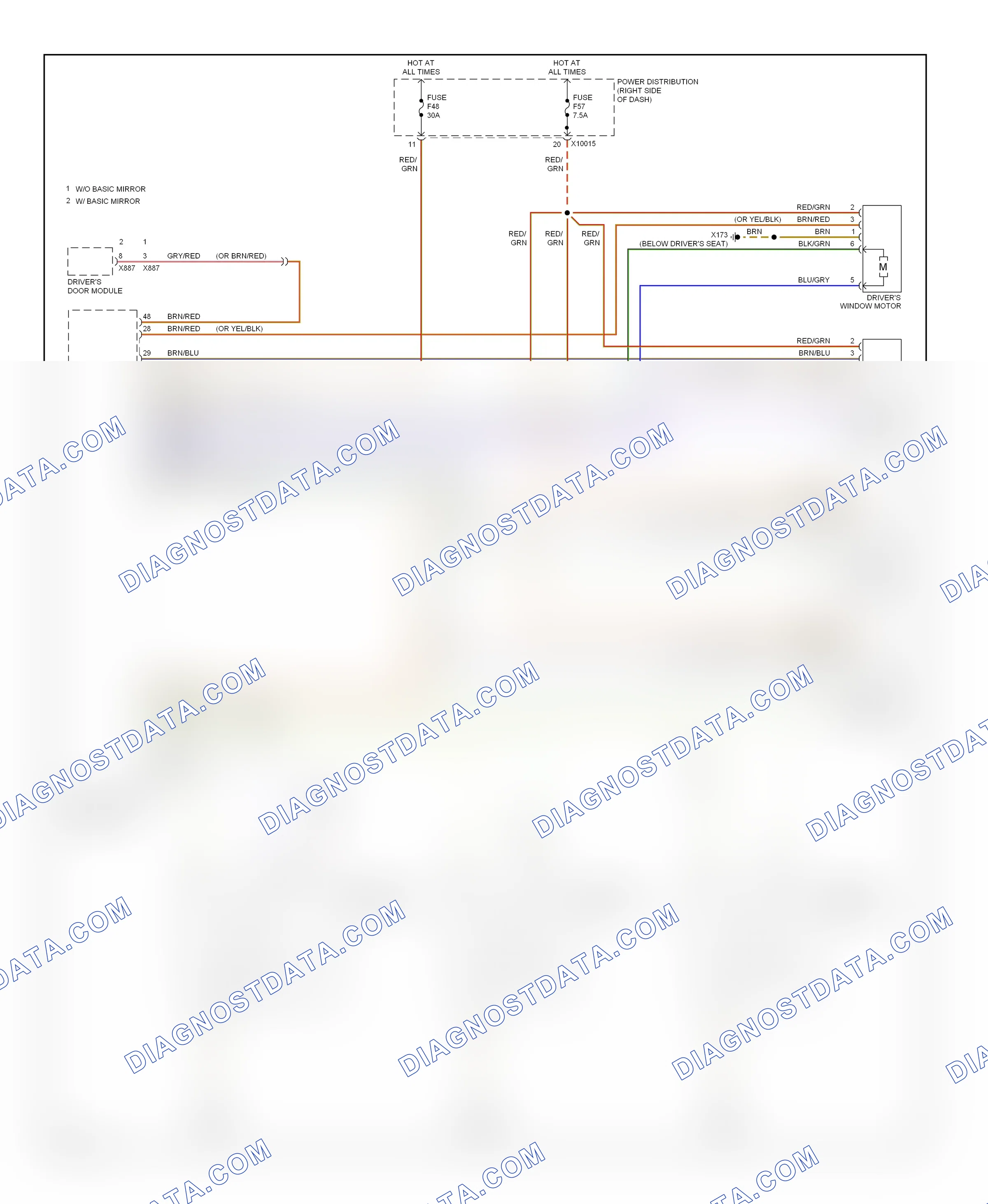 Power windows — Power windows circuit — Power windows circuit. BMW X3 E83 (2003-2006)