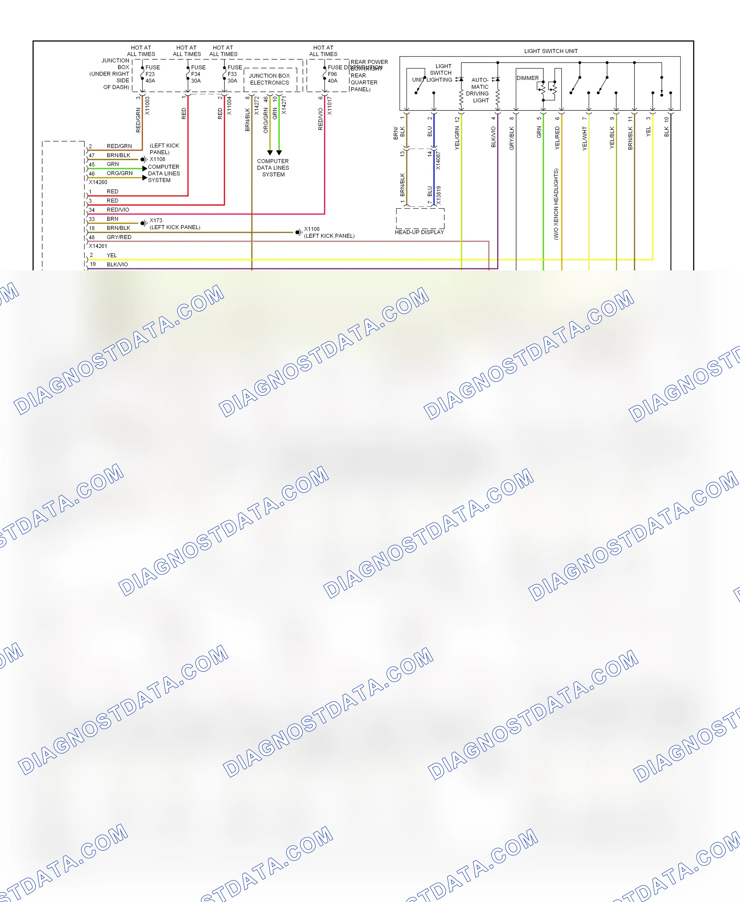 Interior lights — Instrument illumination circuit — Instrument illumination circuit. BMW X6 E71 facelift (2012-2014)
