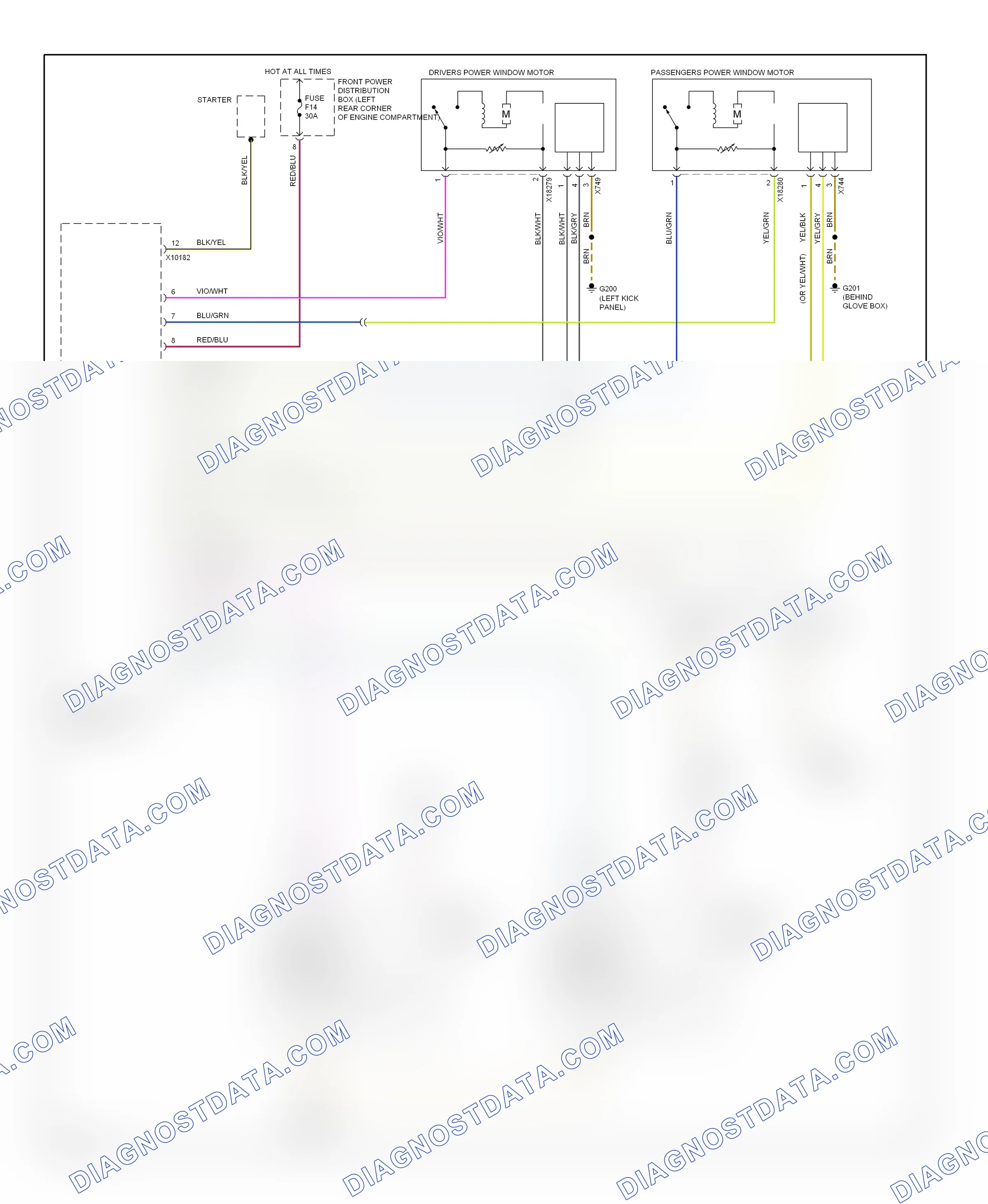 Power windows — Power windows circuit — Power windows circuit. BMW Z3 E36 facelift (2000-2002)