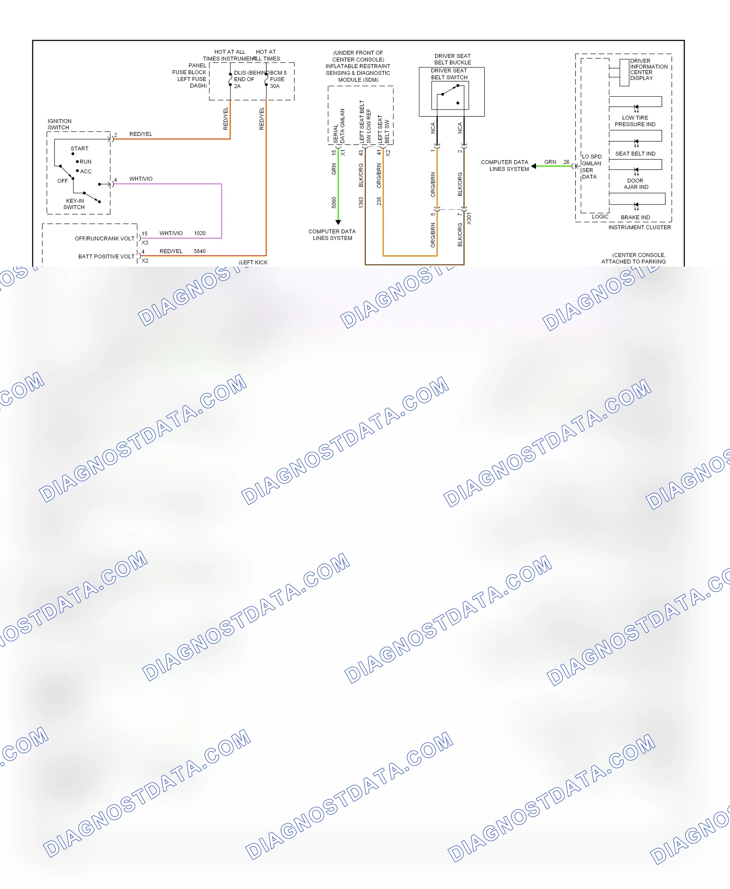 Warning systems — Warning systems circuit — Warning systems circuit. Buick Encore I (2012-2016)