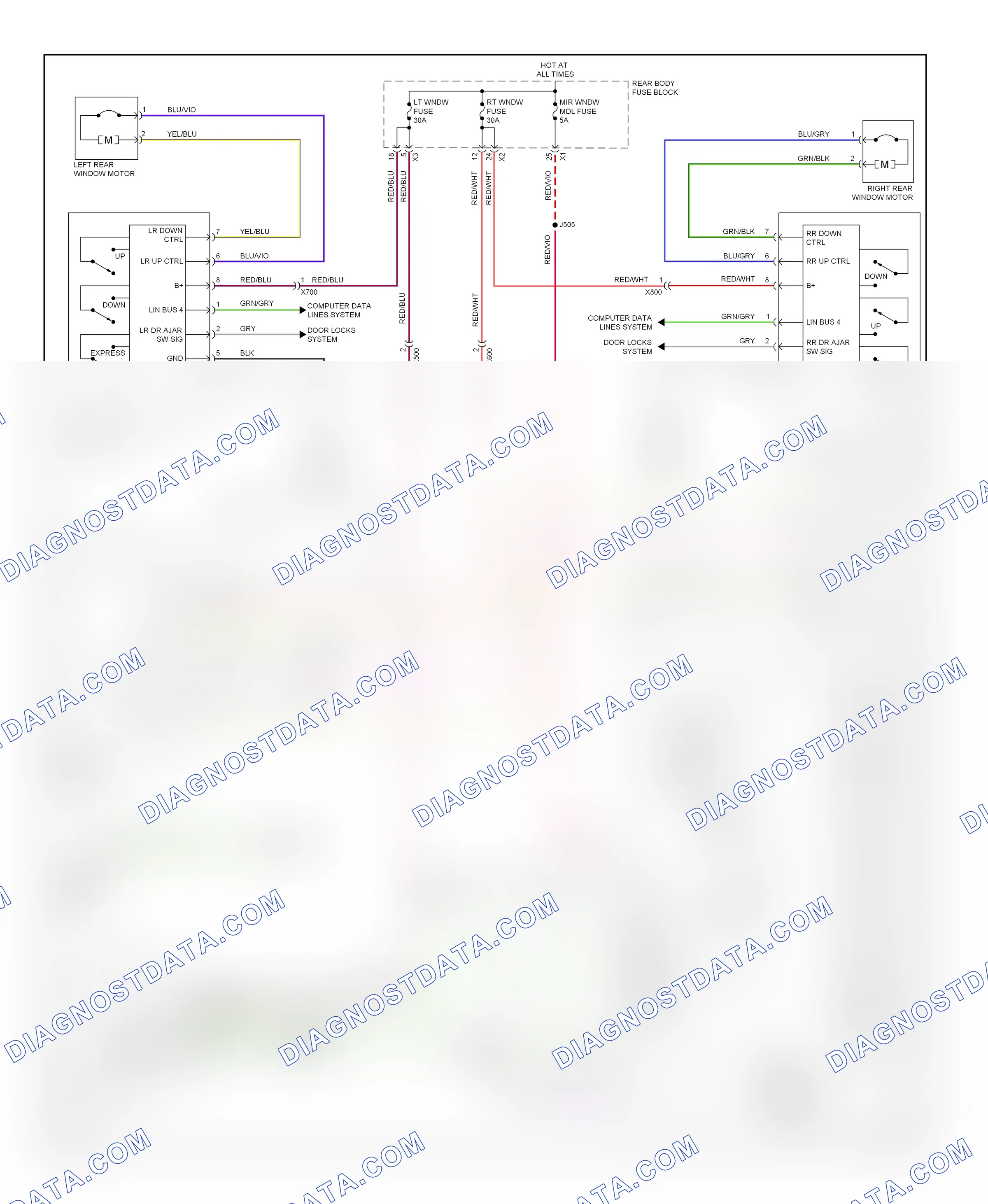 Power windows — Power windows circuit — Power windows circuit. Cadillac ATS I (2012-2014)