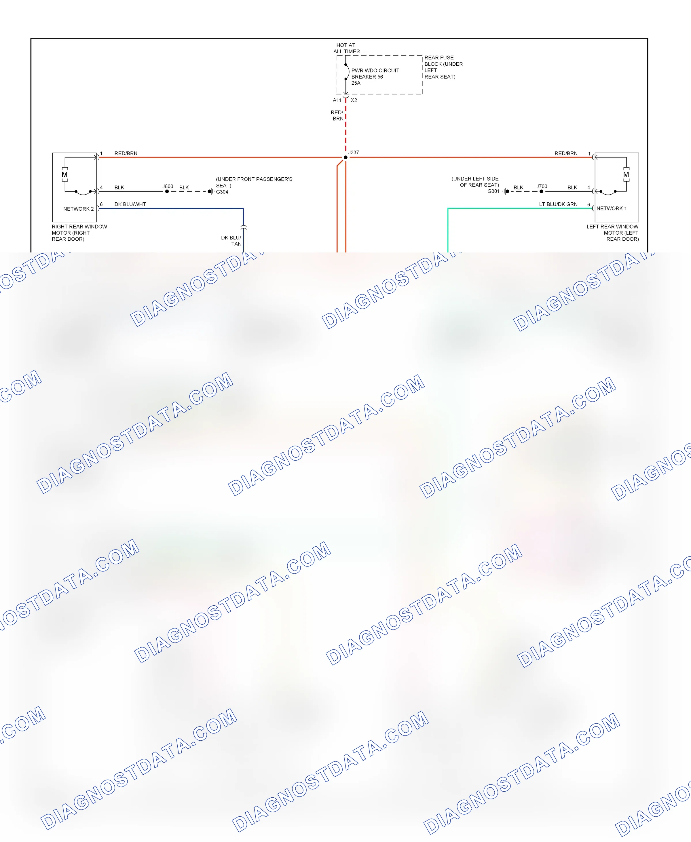 Power windows — Power windows circuit — Power windows circuit. Cadillac DTS I (2005-2011)