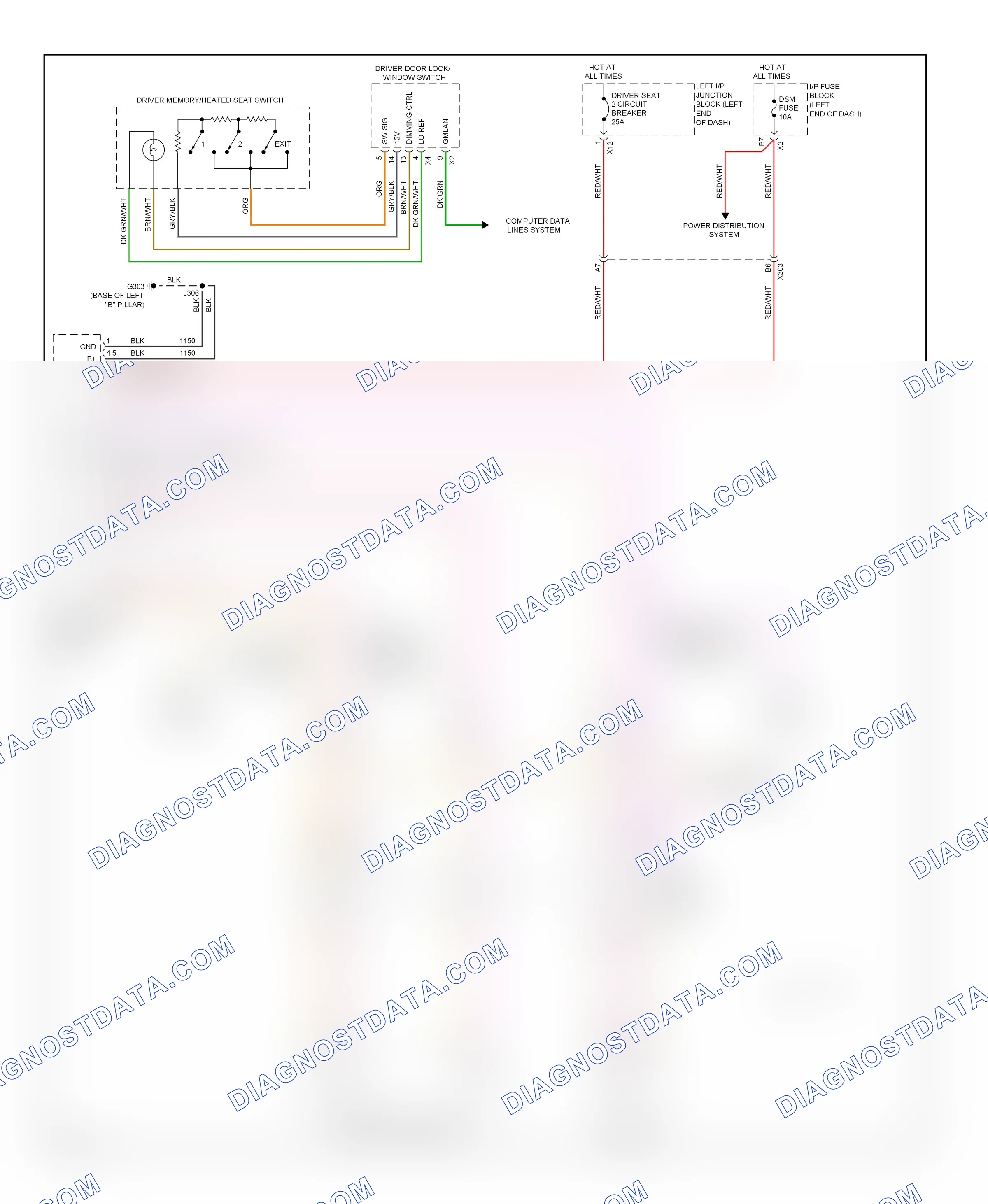 Memory systems — Adjustable pedal circuit — Adjustable pedal circuit. Chevrolet Avalanche II (2006-2013)