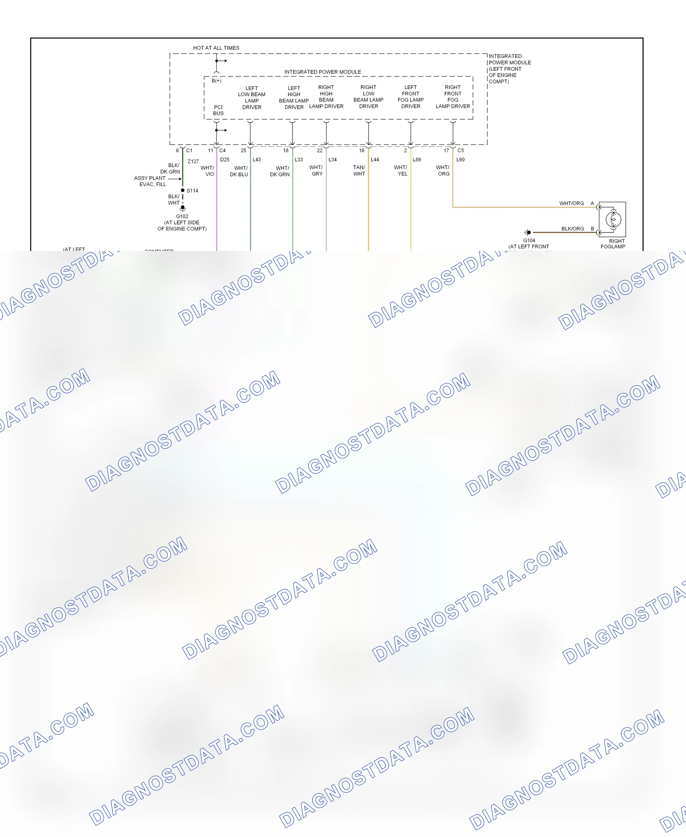Headlights — Headlights circuit — Headlights circuit. Chrysler Pacifica CS (2003-2008)