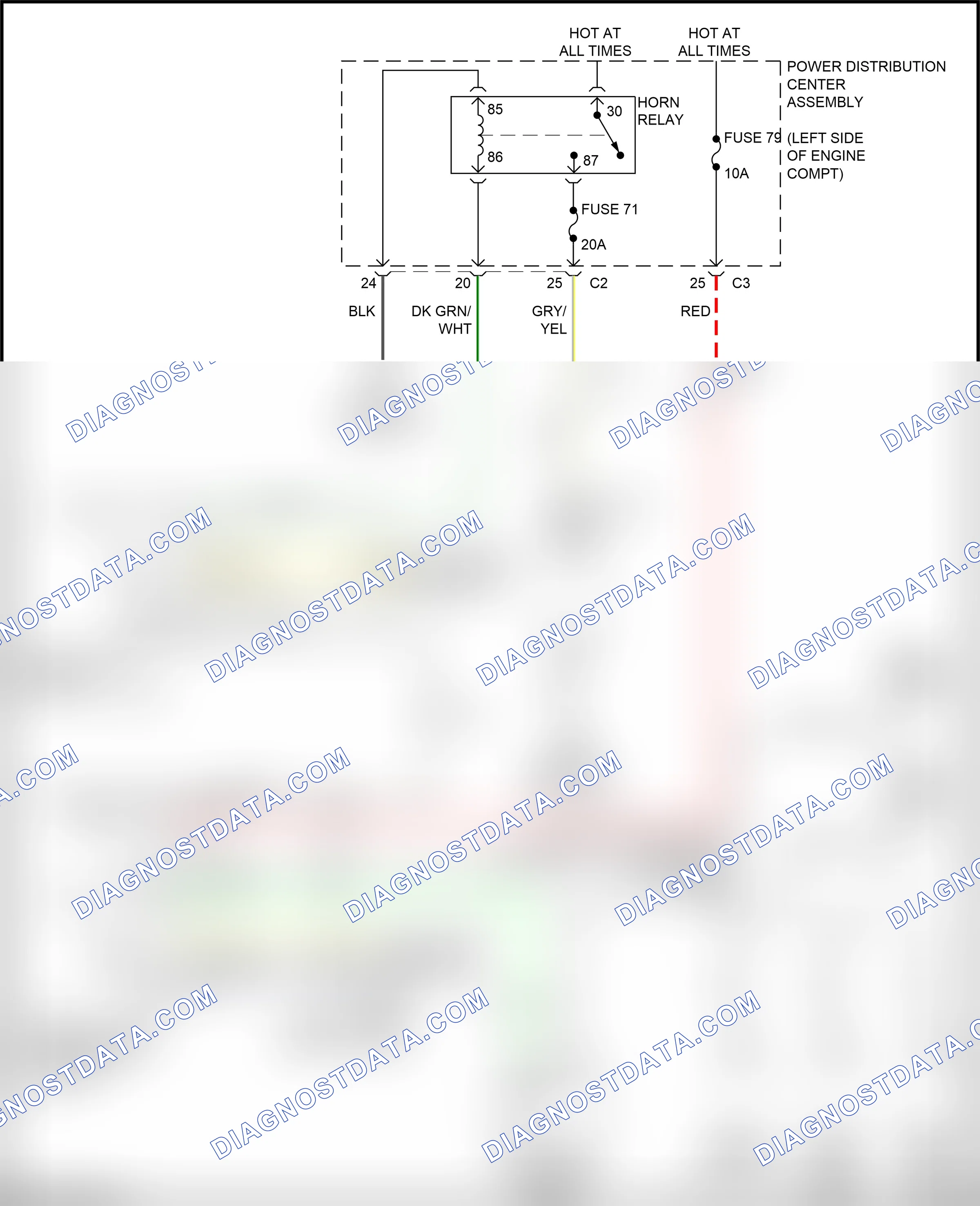 Horn — Horn circuit — Horn circuit. Chrysler Pacifica RU (2016-2020)