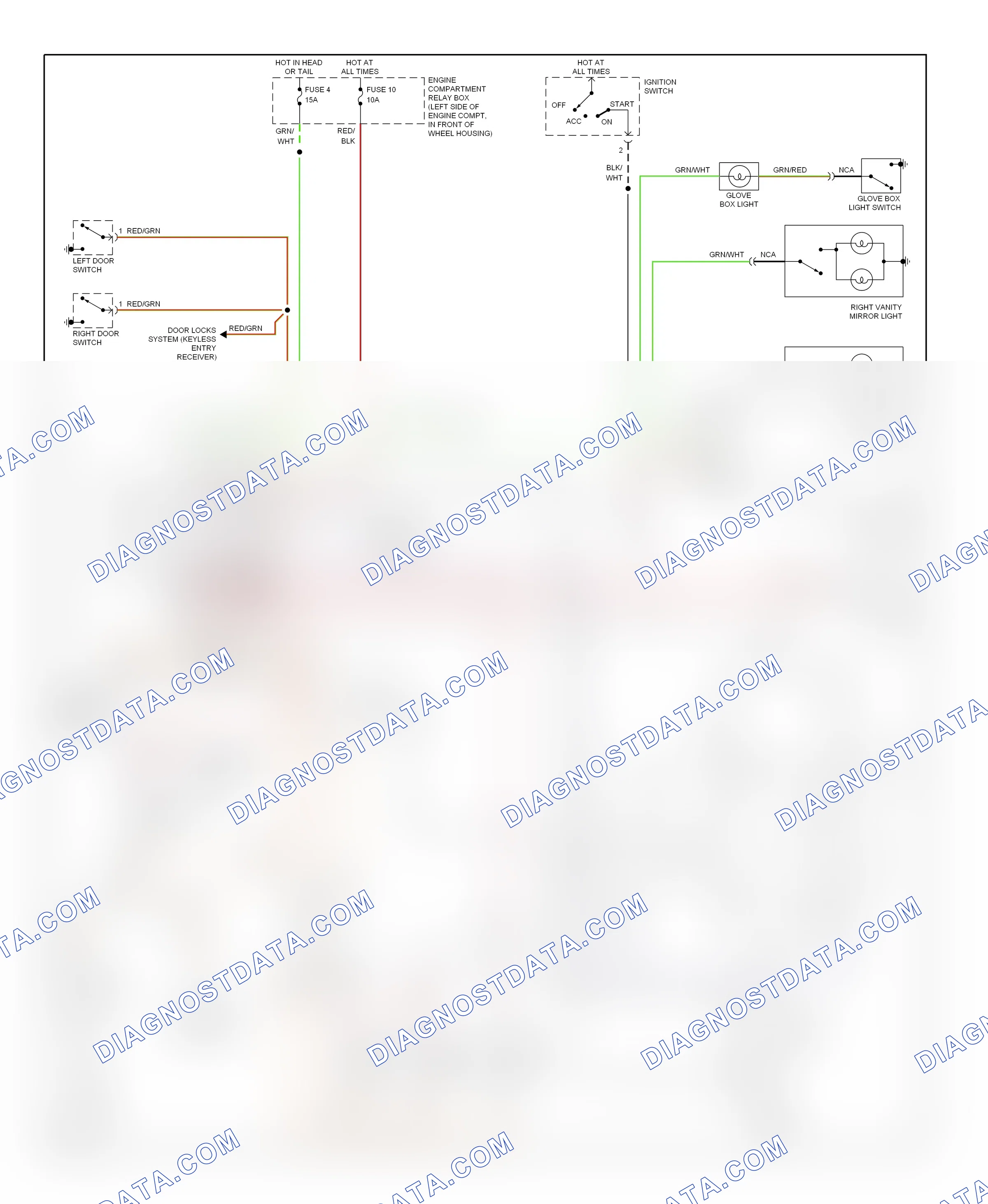Interior lights — Courtesy lamp circuit — Courtesy lamp circuit. Dodge Avenger I (1994-2000)