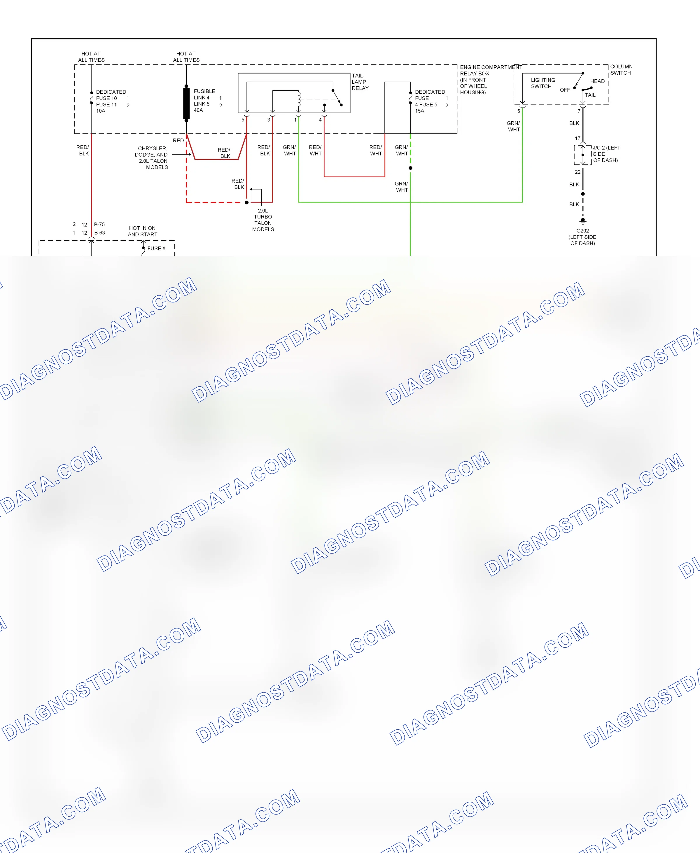 Warning systems — Warning system circuits — Warning system circuits. Dodge Avenger I (1994-2000)