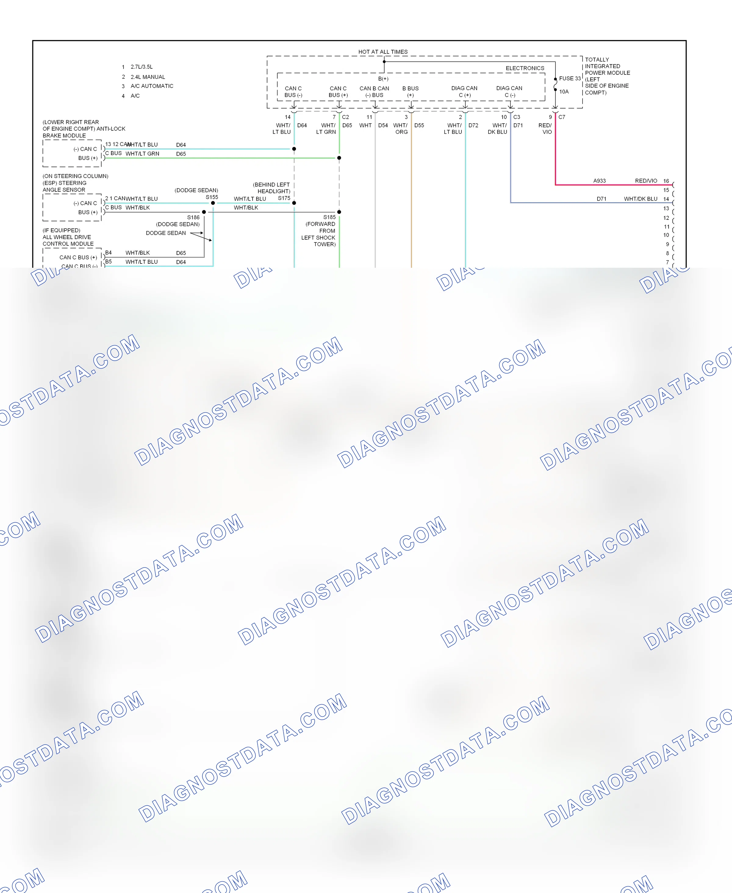 Computer data lines — Computer data lines circuit — Computer data lines circuit. Dodge Avenger II (2007-2010)