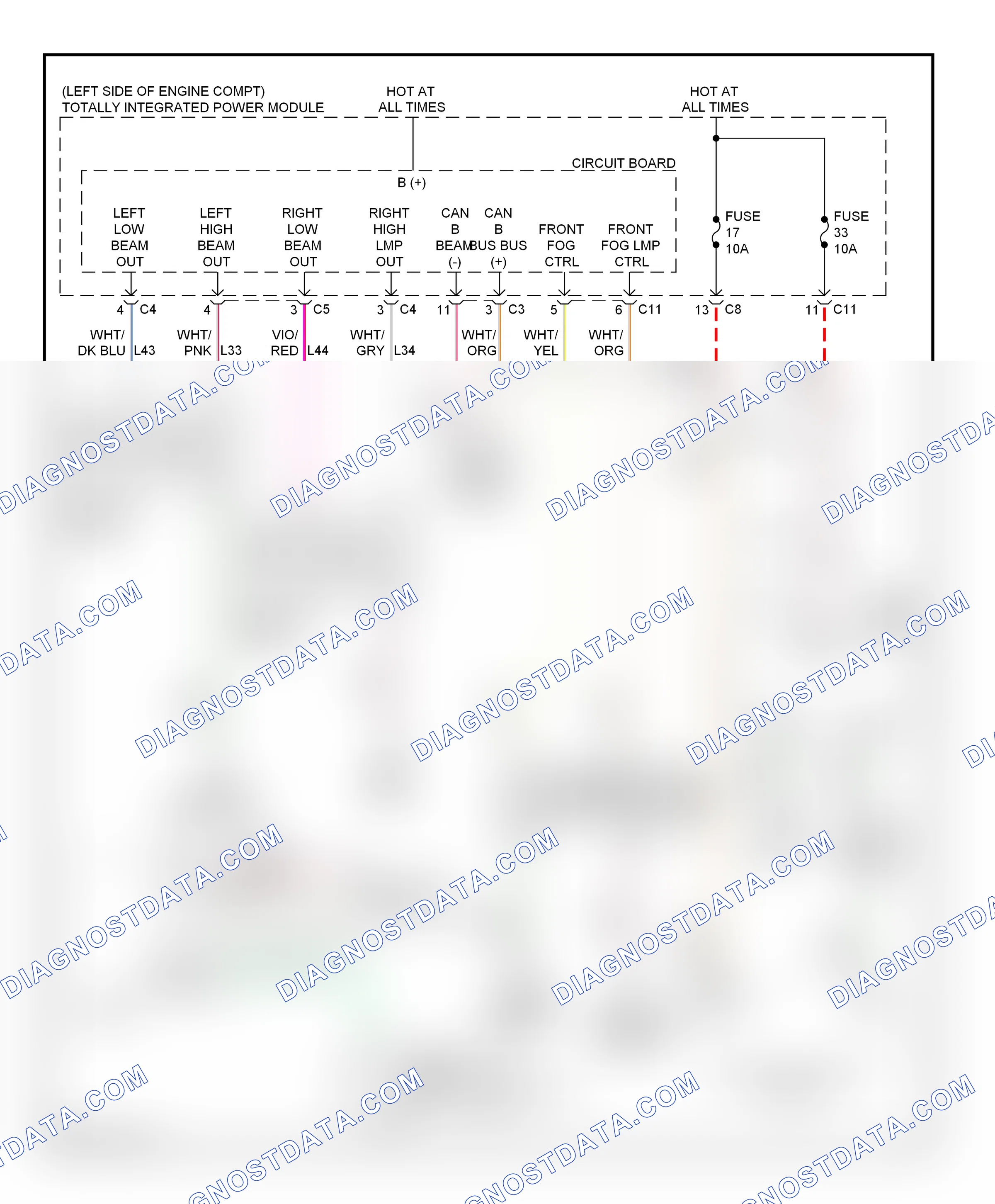 Headlights — Headlights circuit — Headlights circuit. Dodge Caliber I facelift (2009-2013)