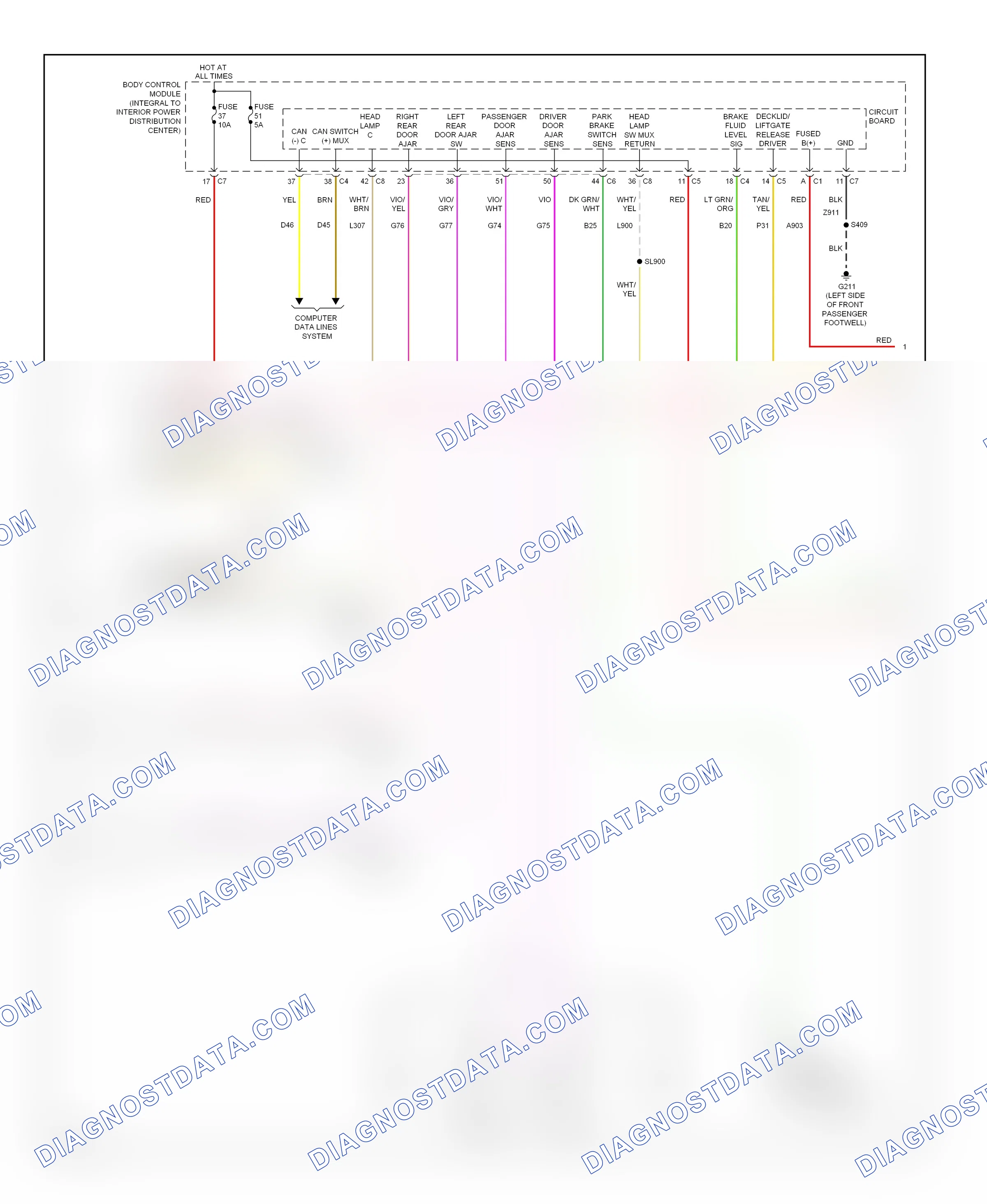 Warning systems — Warning systems circuit — Warning systems circuit (1 of 2). Dodge Dart PF (2012-2016)