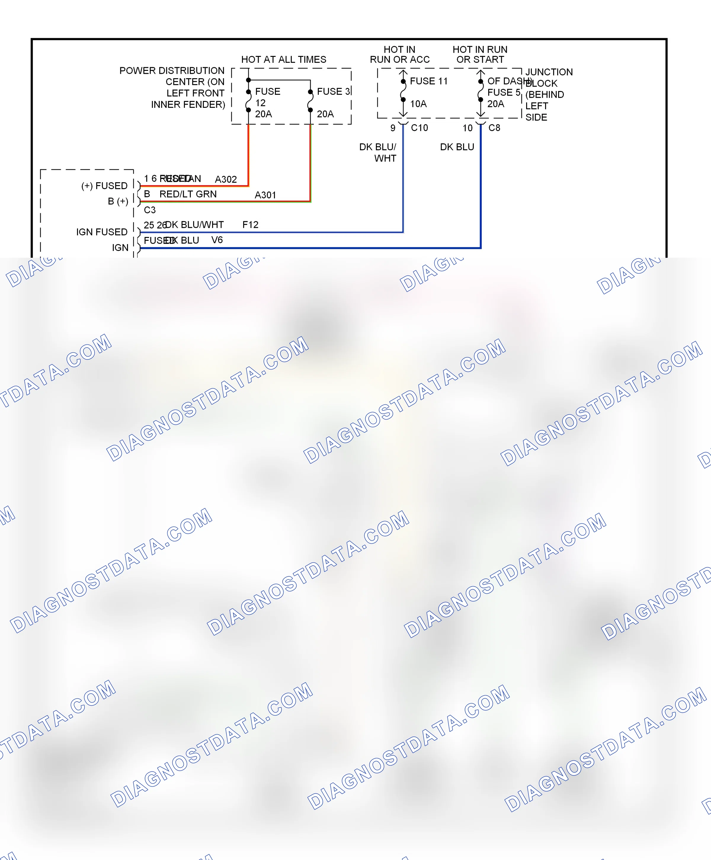 Warning systems — Warning system circuits, base — Warning system circuits, base. Dodge Durango I (1997-2003)