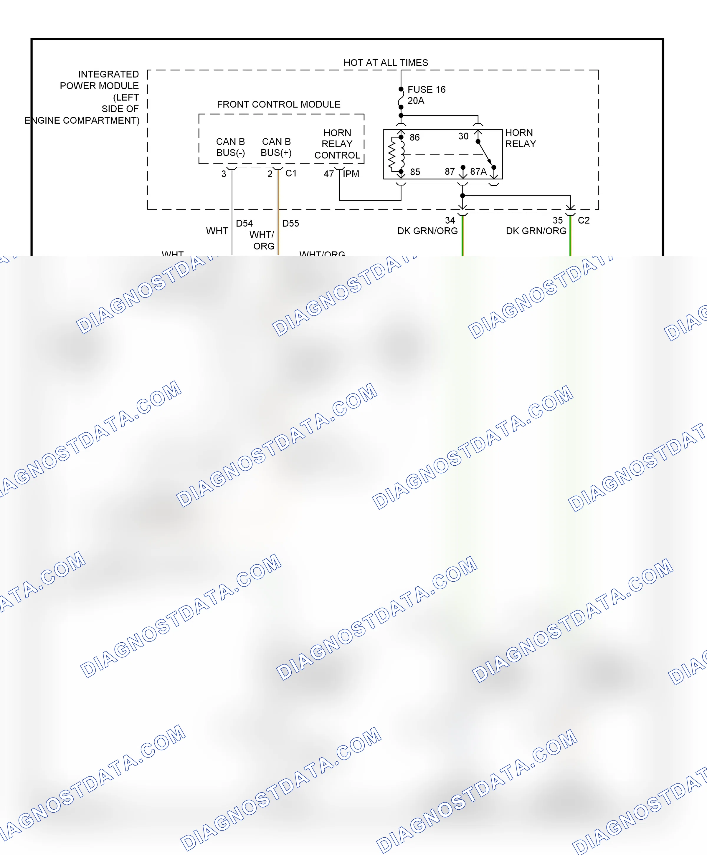 Horn — Horn circuit — Horn circuit. Dodge Durango II facelift (2006-2009)