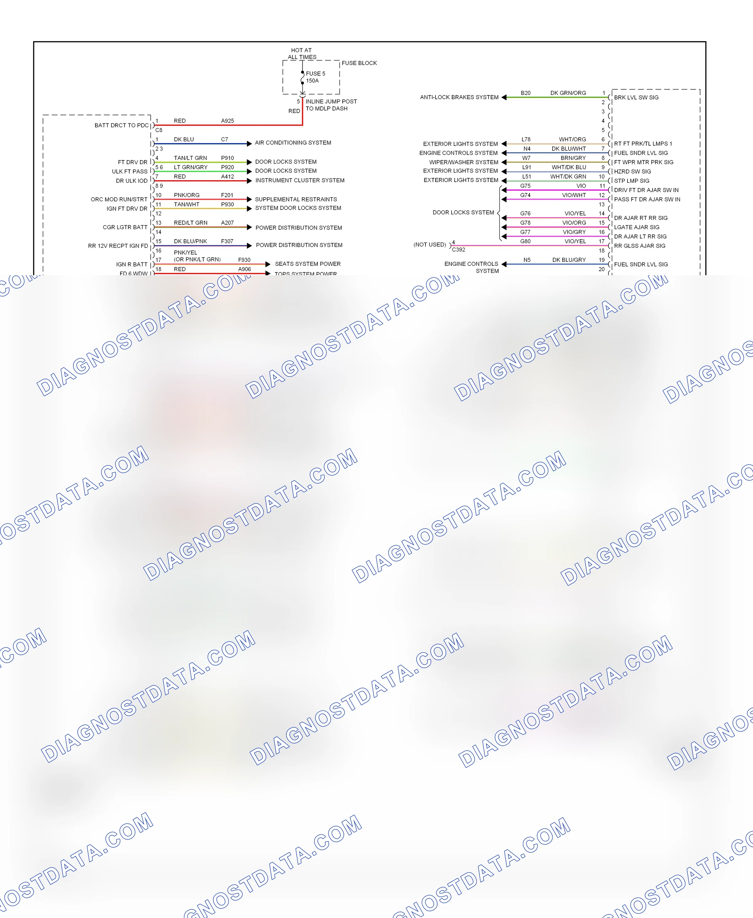 Body control modules — Body control modules circuit — Body control modules circuit (1 of 2). Dodge Durango III (2010-2013)