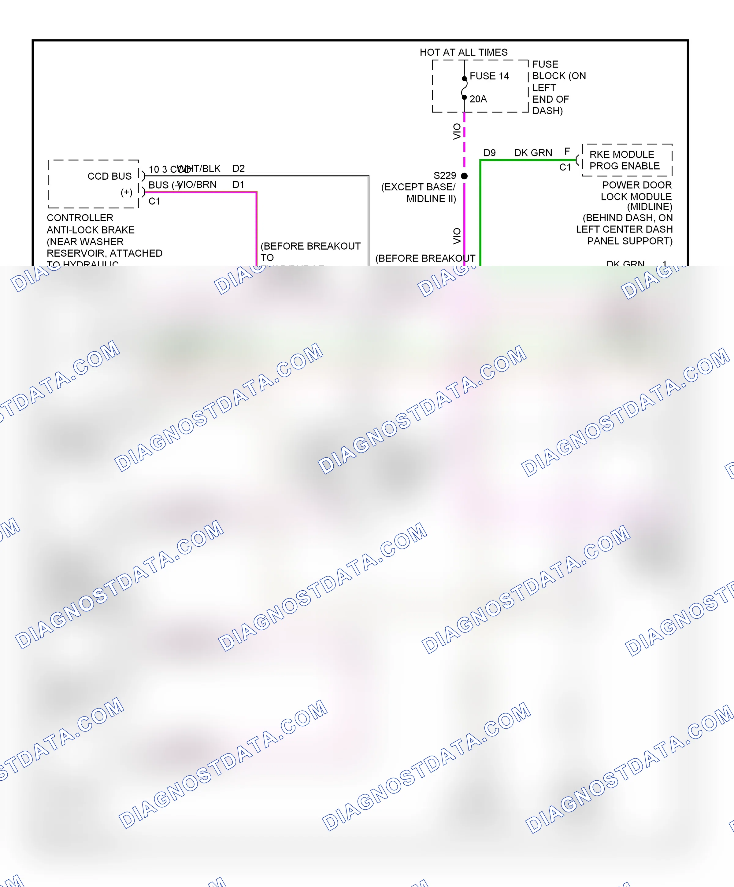 Computer data lines — Computer data lines circuit — Computer data lines circuit. Dodge Ram Van B1500  (1996-2003)