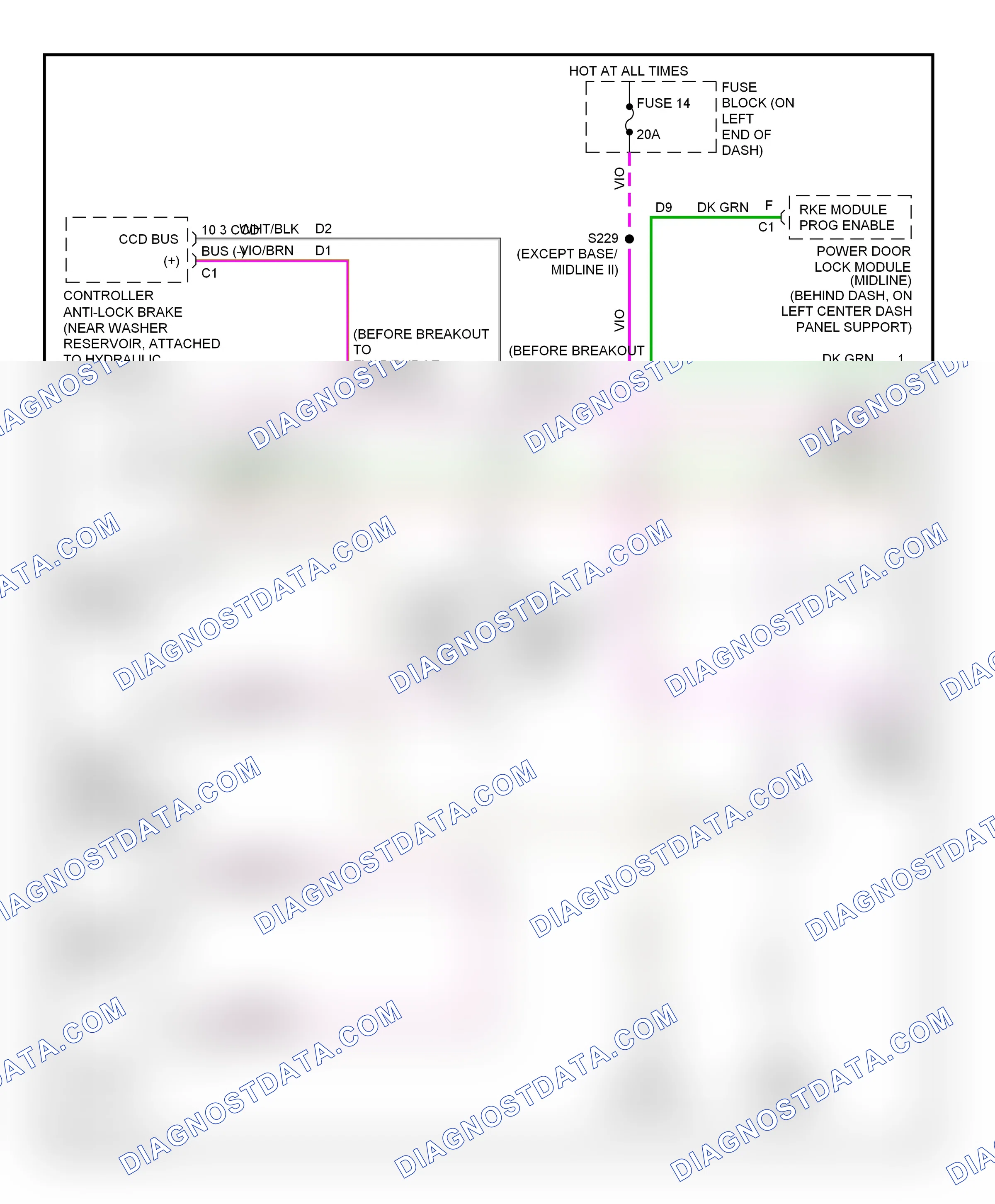 Computer data lines — Computer data lines circuit — Computer data lines circuit. Dodge Ram Van B2500  (1996-2003)