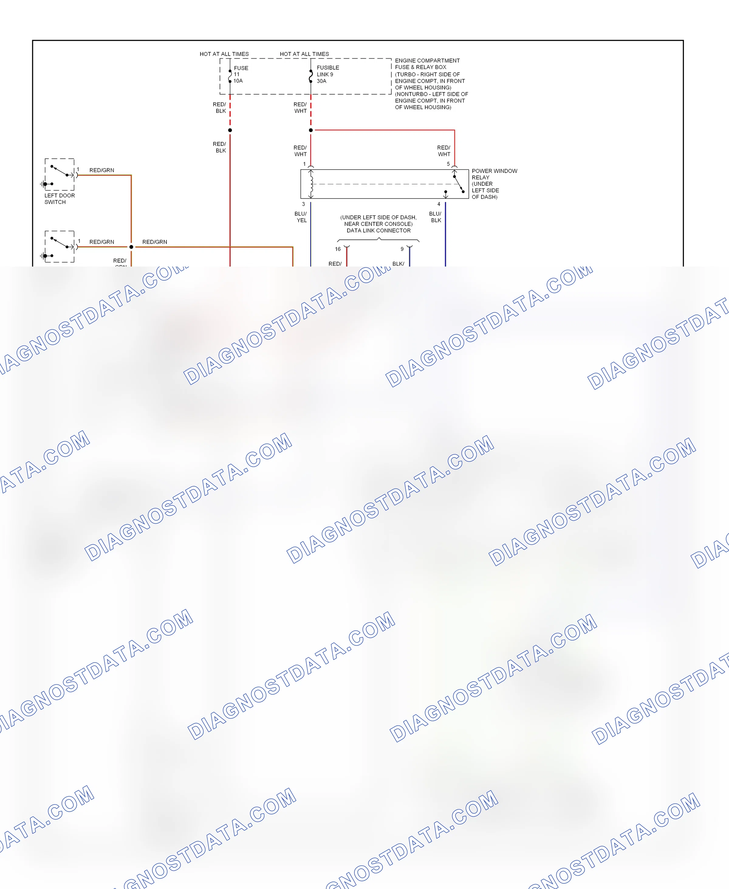 Power windows — Power window circuit — Power window circuit. Eagle Talon II (1994-1999)