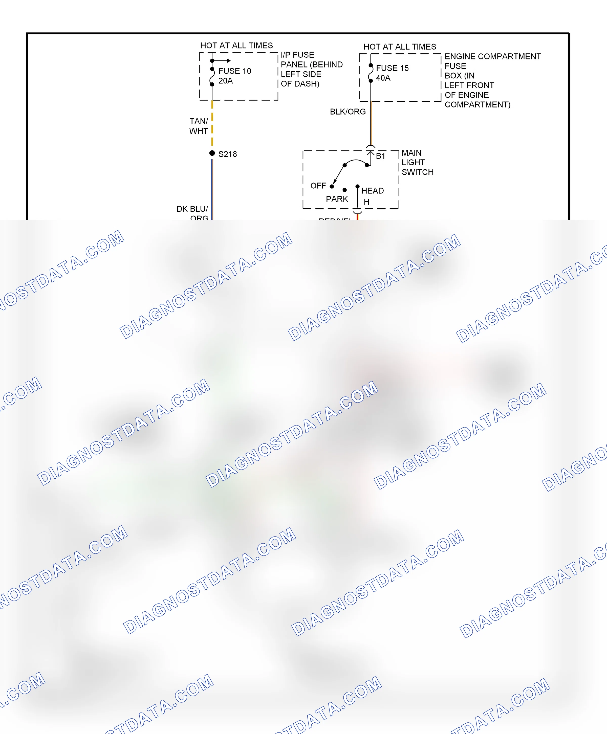 Headlights — Headlight circuit, without drl — Headlight circuit, without drl. Ford Econoline E150  (1997-2012)