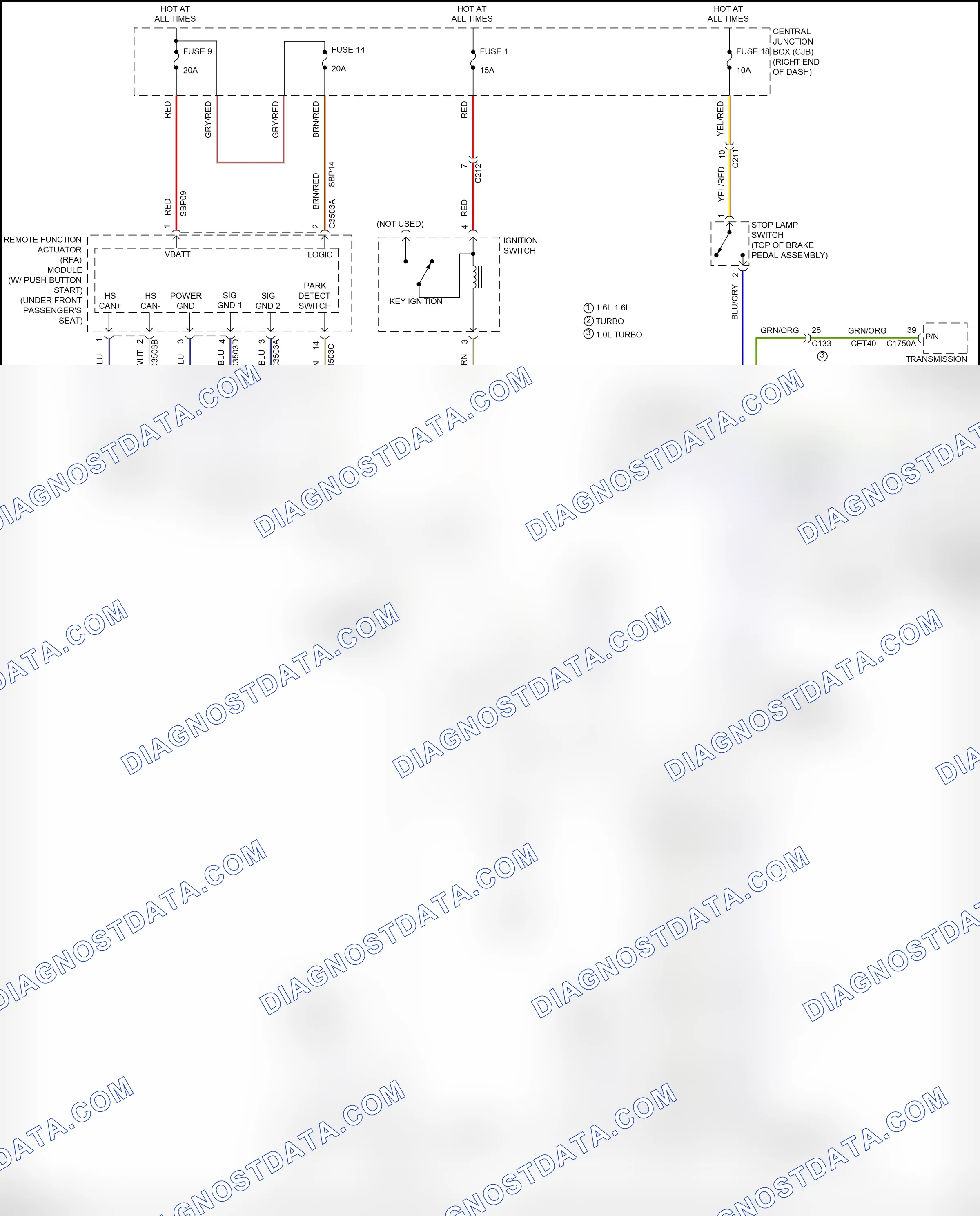 Shift interlock — Shift interlock circuit — Shift interlock circuit. Ford Fiesta Mk6 facelift (2012-2019)