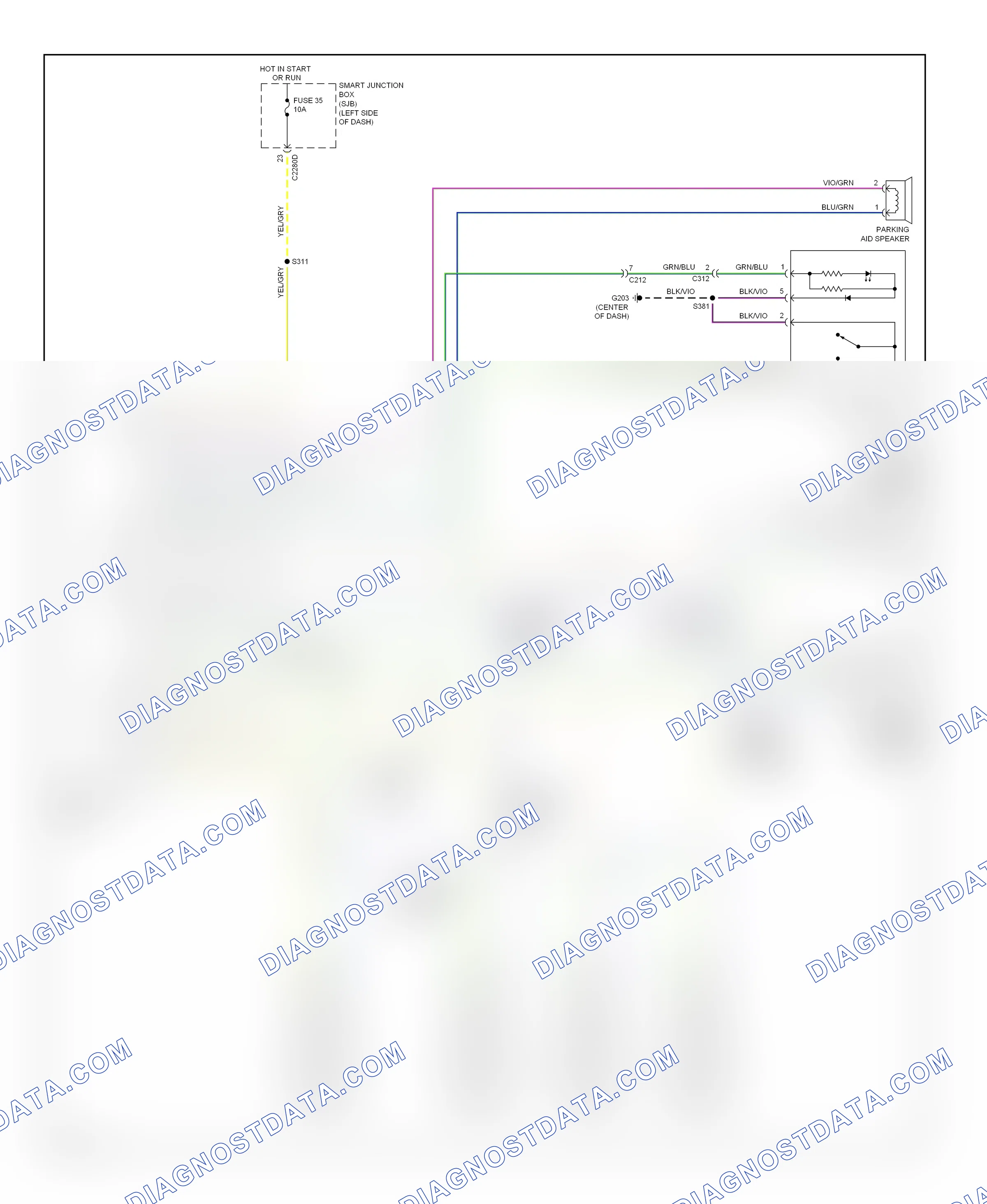 Navigation — Parking assistant circuit — Parking assistant circuit. Ford Flex I (2008-2013)