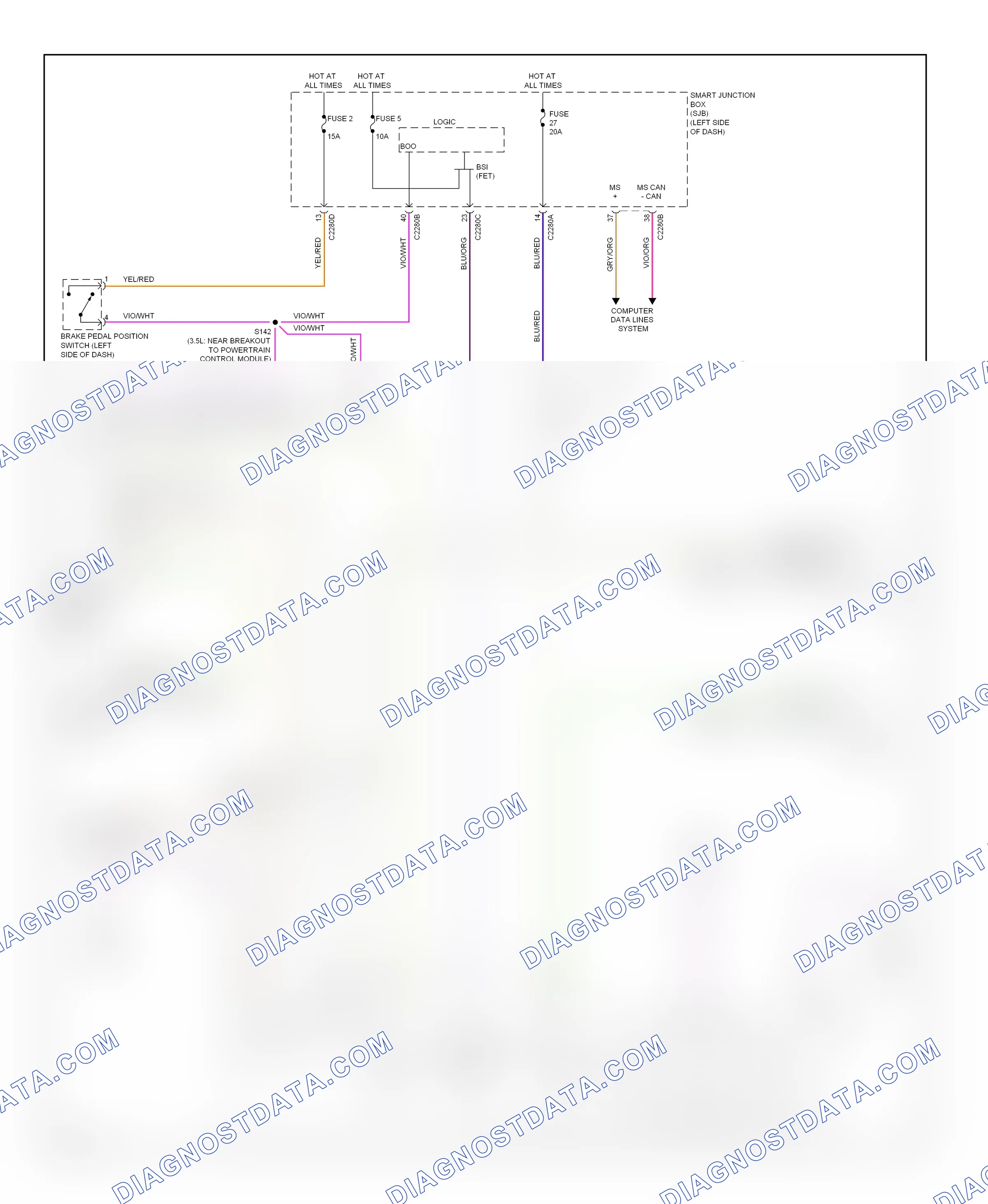 Shift interlock — Shift interlock circuit, except hybrid — Shift interlock circuit, except hybrid. Ford Fusion I facelift (2005-2012)