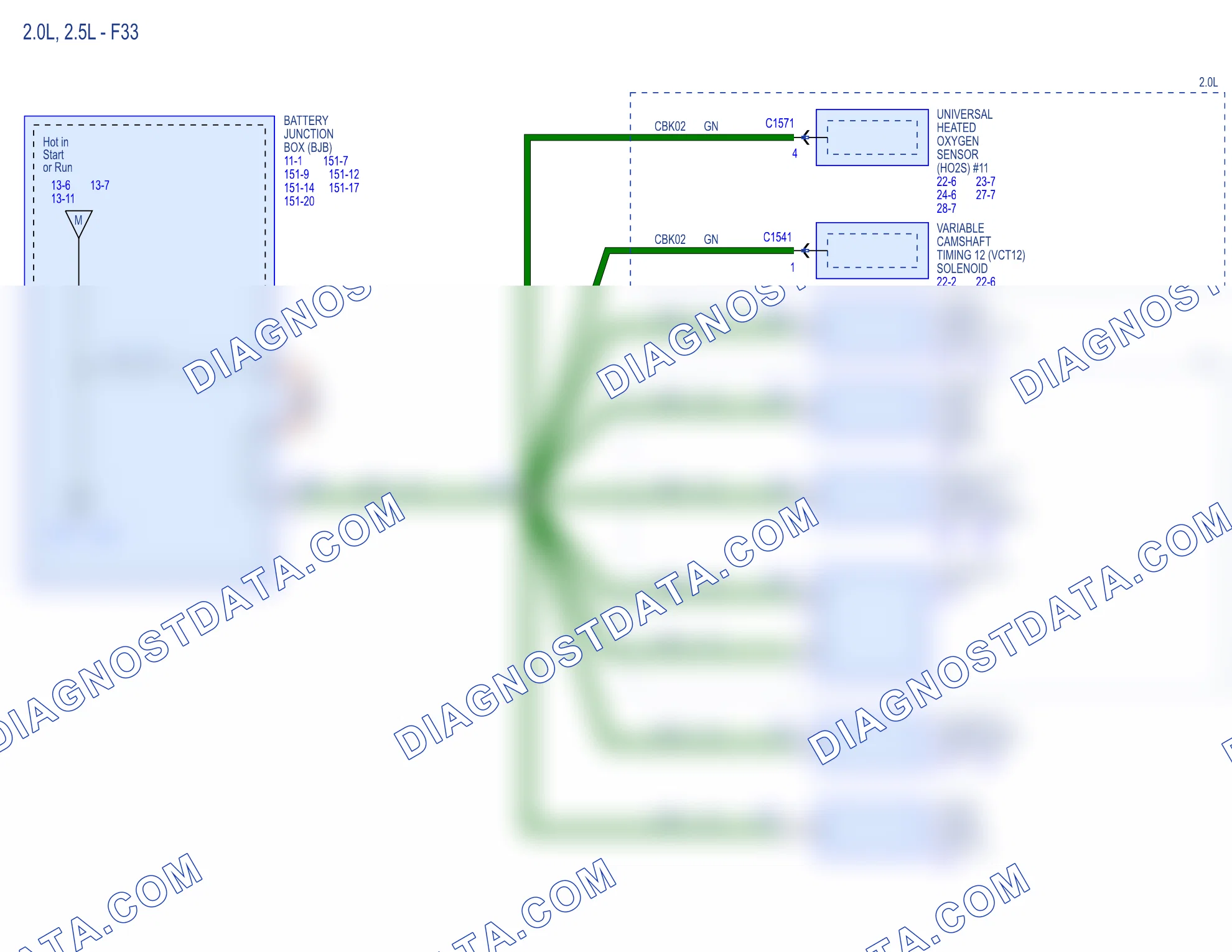 Power Distribution/BCM — configuration: 2.0L — configuration: 2.0L, Diagram 1 of 2. Ford Kuga II (2012-2016)