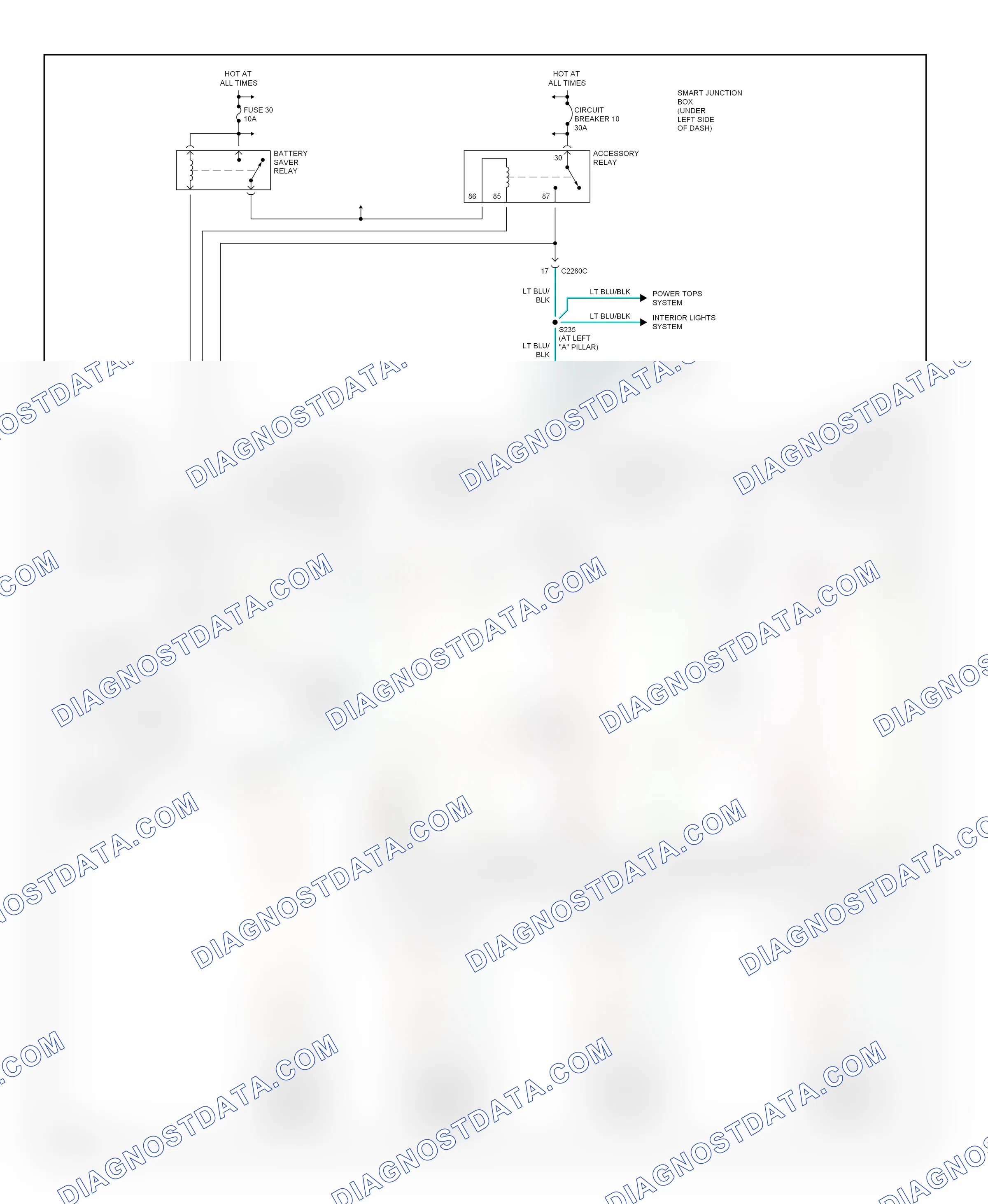 Power windows — Power windows circuit — Power windows circuit. Ford Taurus IV facelift (2004-2006)