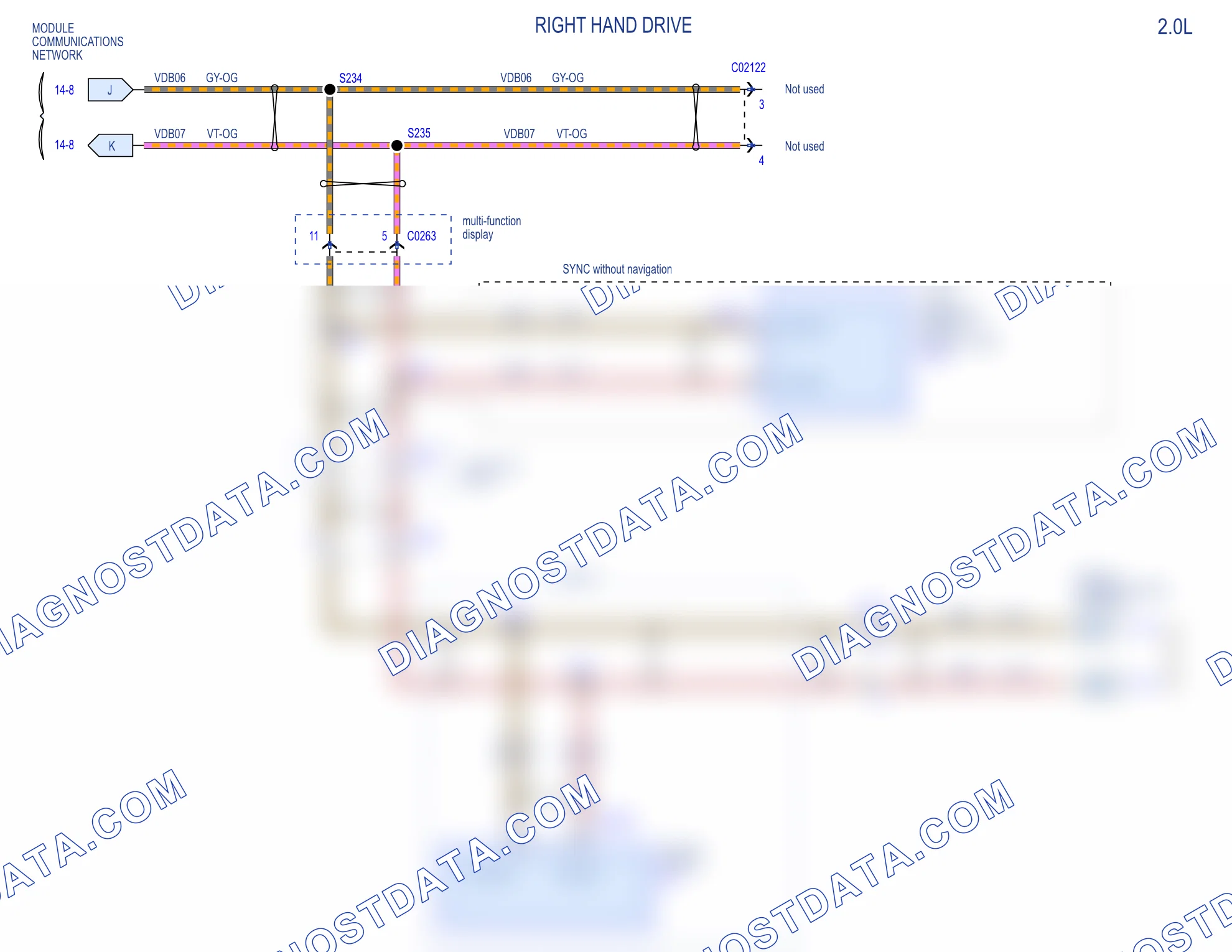 Module Communications Network — configuration: Right Hand Drive — configuration: Right Hand Drive, Diagram 1 of 2. Ford Transit Custom I (2012-2018)