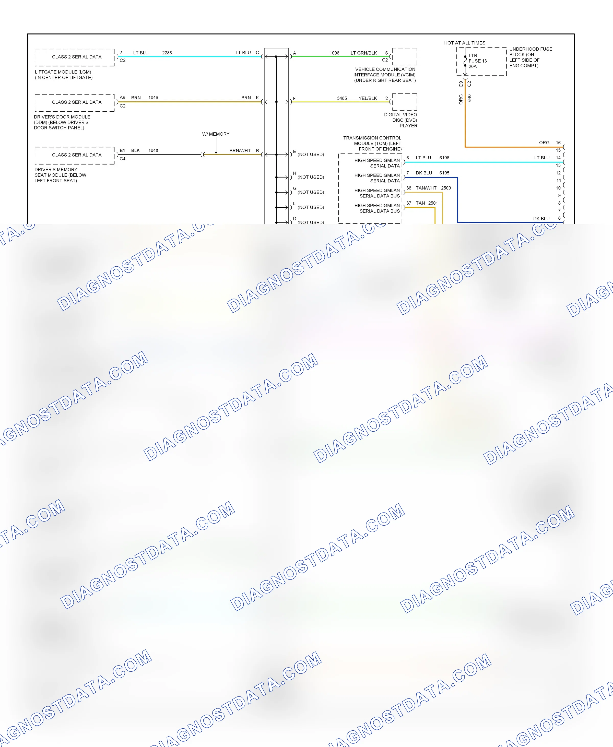 Computer data lines — Computer data lines circuit — Computer data lines circuit. GMC Envoy II (2001-2009)
