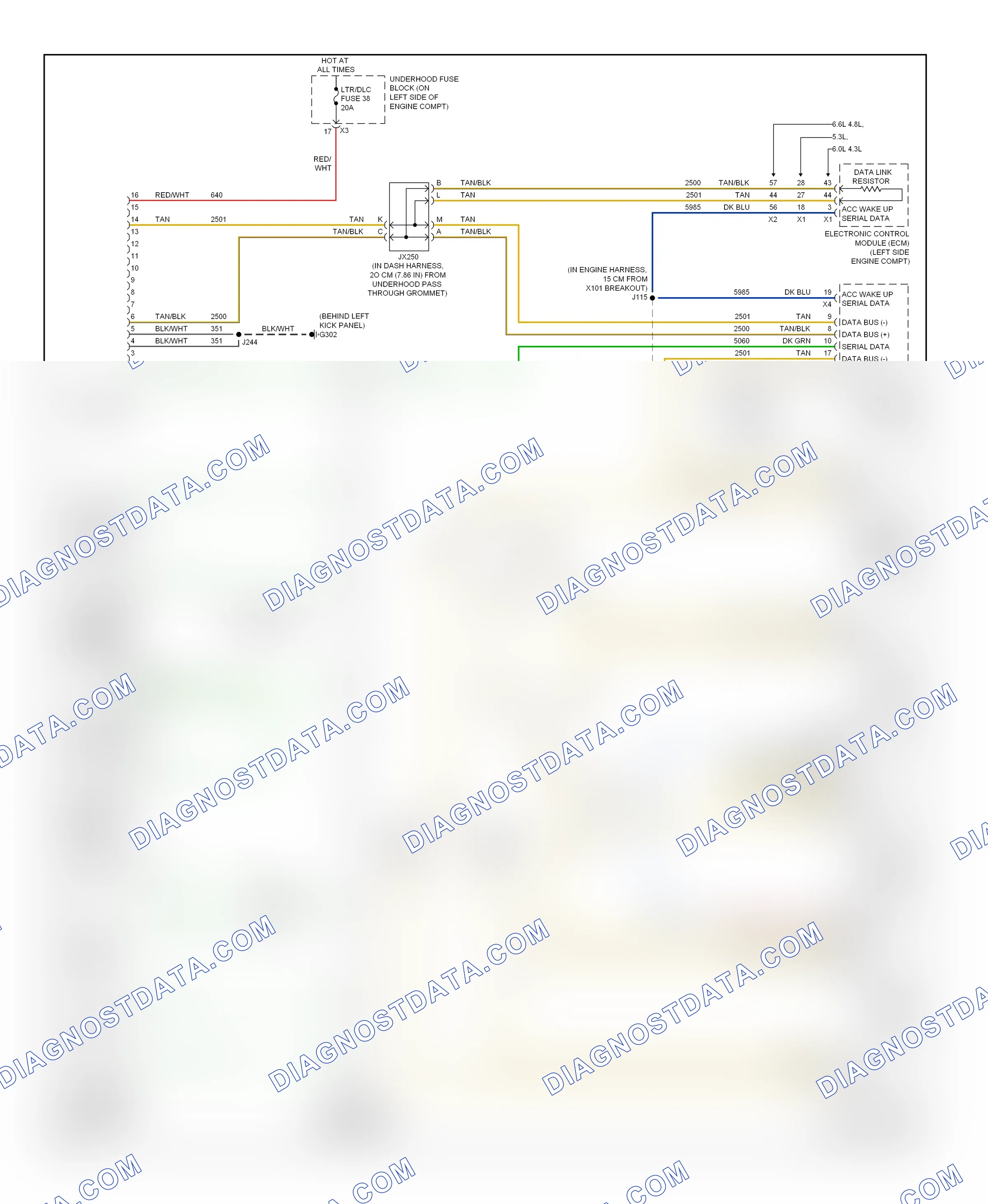 Computer data lines — Computer data lines circuit — Computer data lines circuit. GMC Savana G2500  (1996-2013)