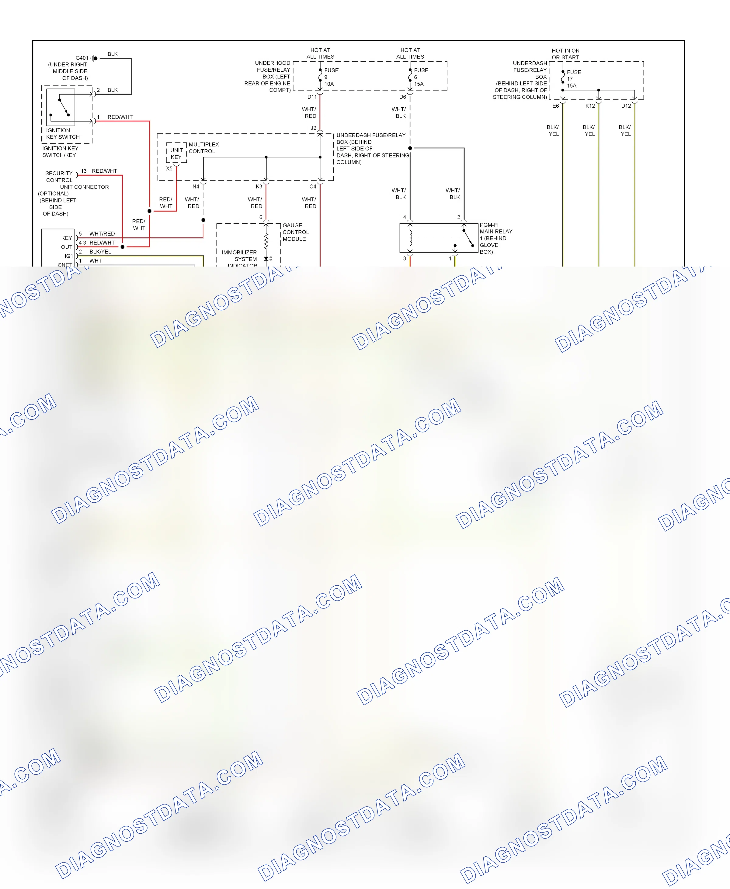 Anti-theft — Immobilizer circuit — Immobilizer circuit. Honda Element I (2004-2009)