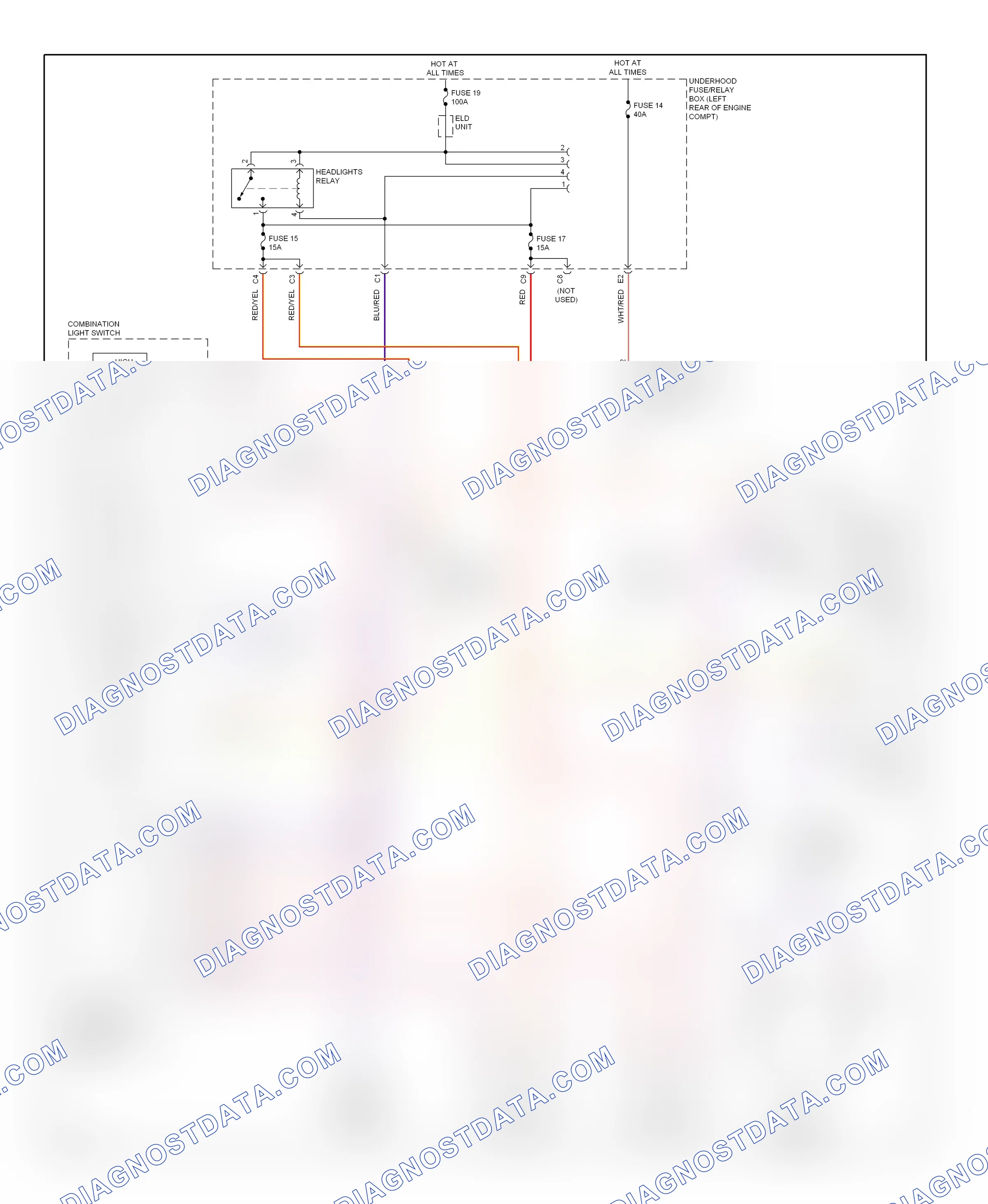 Headlights — Headlights circuit, lx ex without drl — Headlights circuit, lx ex without drl. Honda Element I (2004-2009)