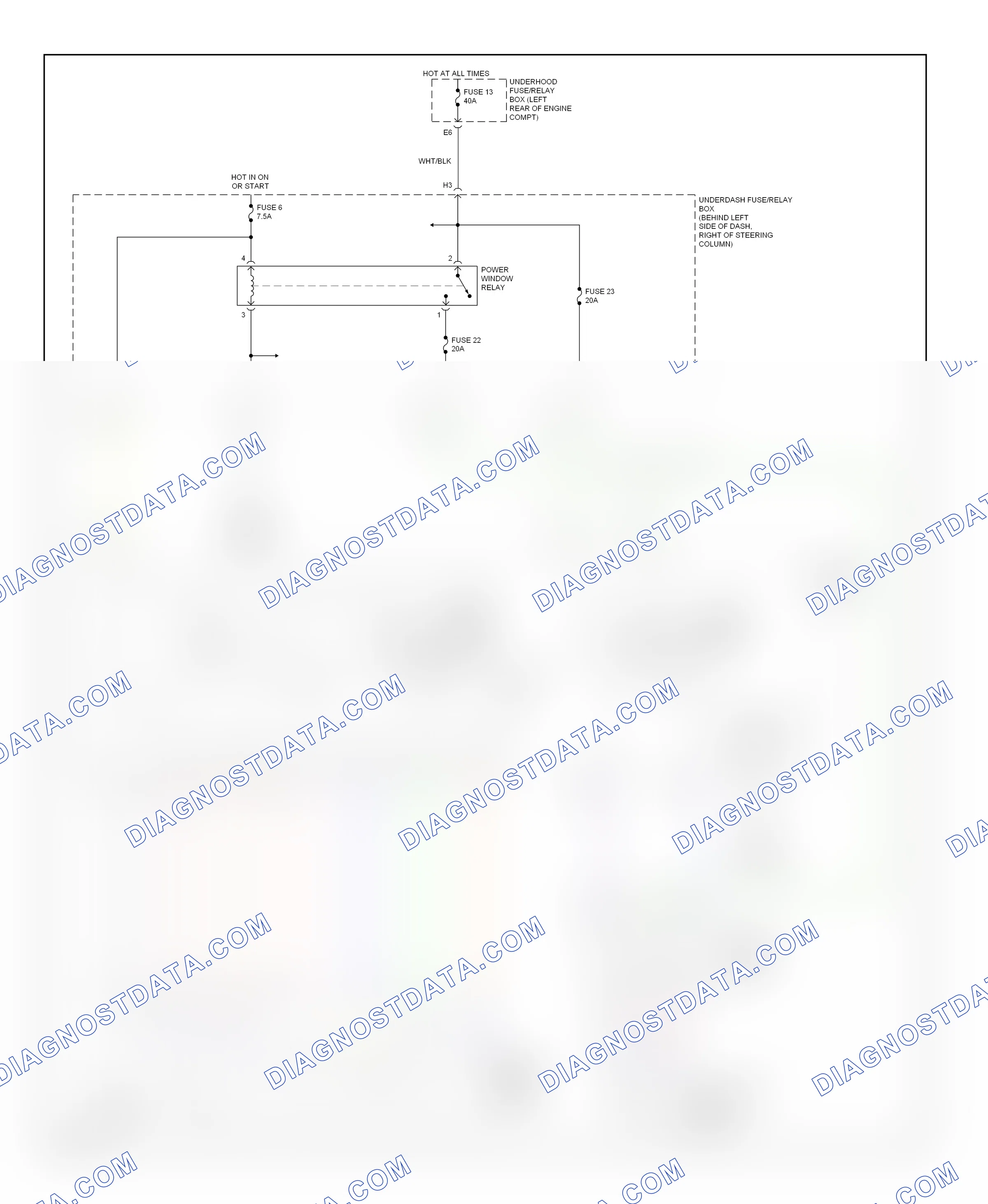Power windows — Power windows circuit — Power windows circuit. Honda Element YH2 facelift 2 (2008-2011)