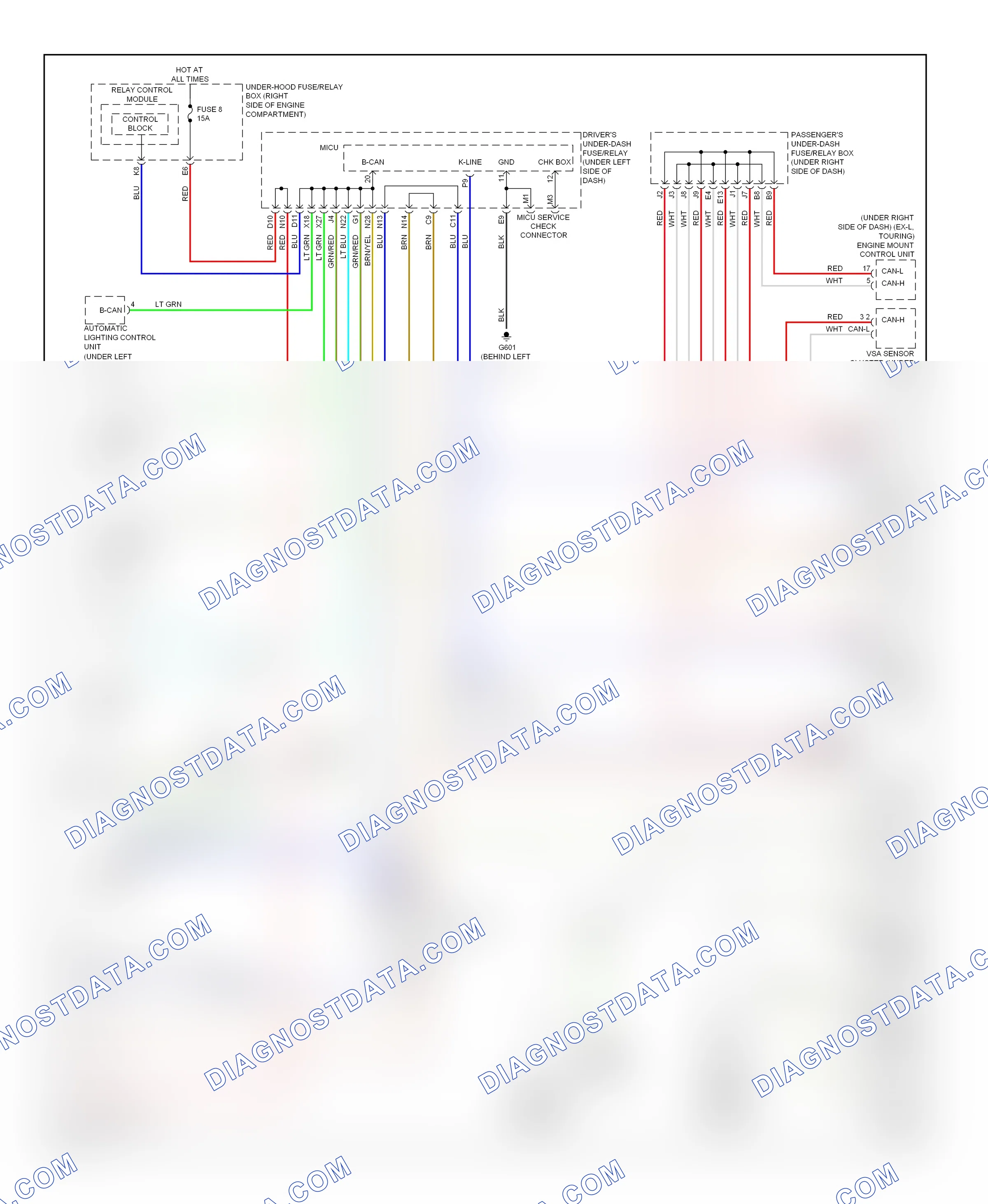 Computer data lines — Computer data lines circuit — Computer data lines circuit. Honda Odyssey III (2003-2008)