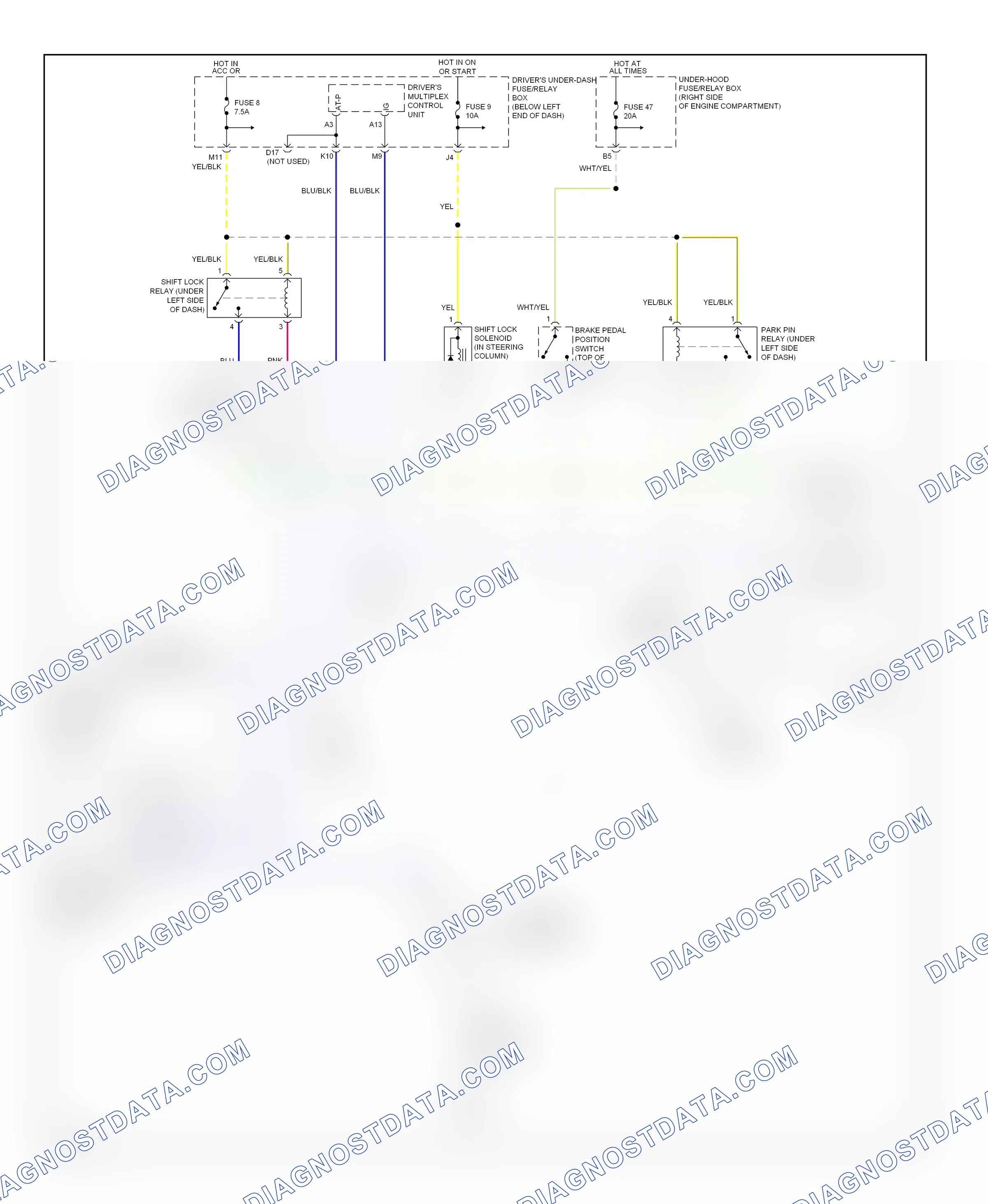 Shift interlock — Shift interlock circuit — Shift interlock circuit. Honda Pilot I (2004-2009)