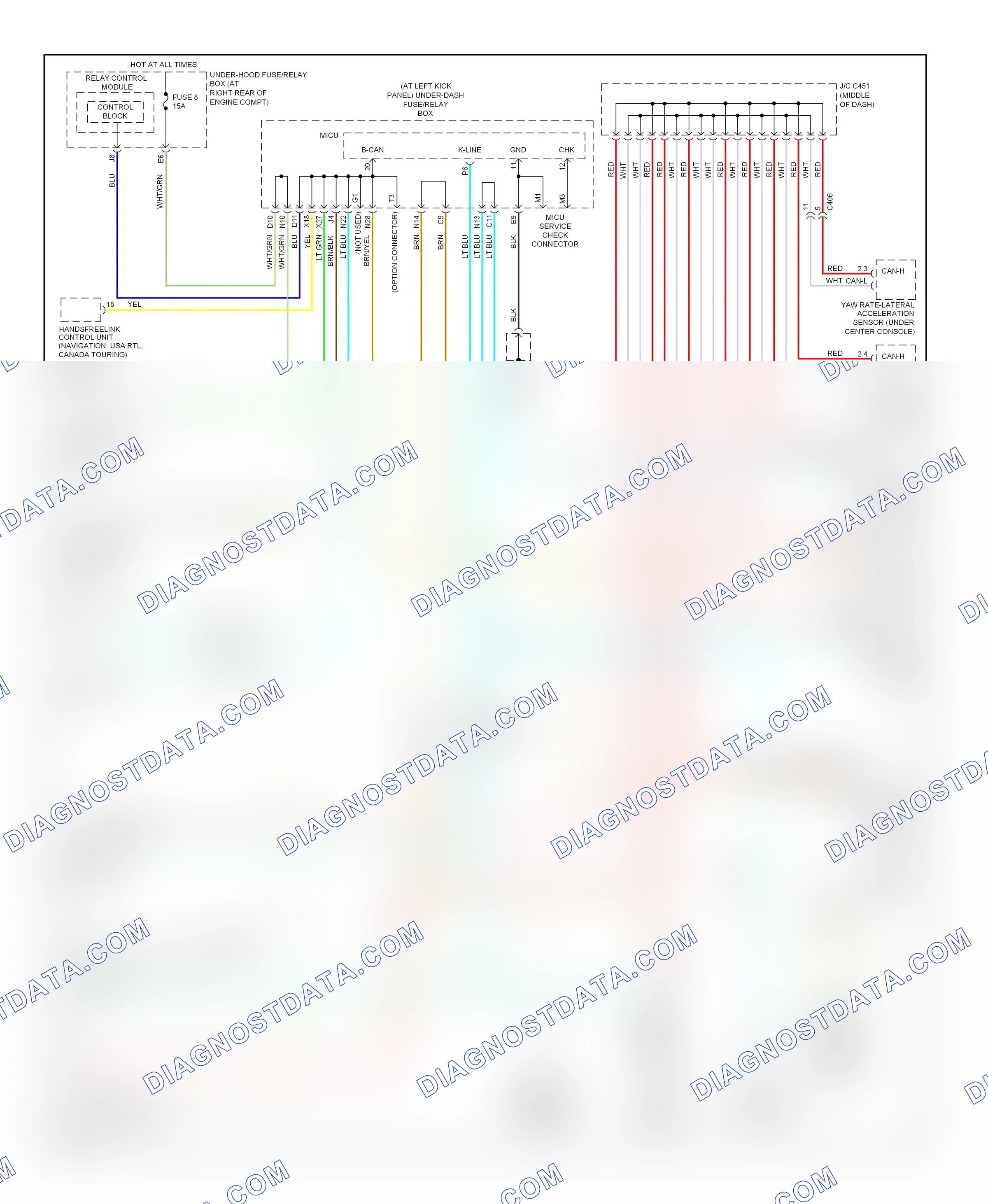 Computer data lines — Computer data lines circuit — Computer data lines circuit. Honda Ridgeline I facelift (2009-2014)